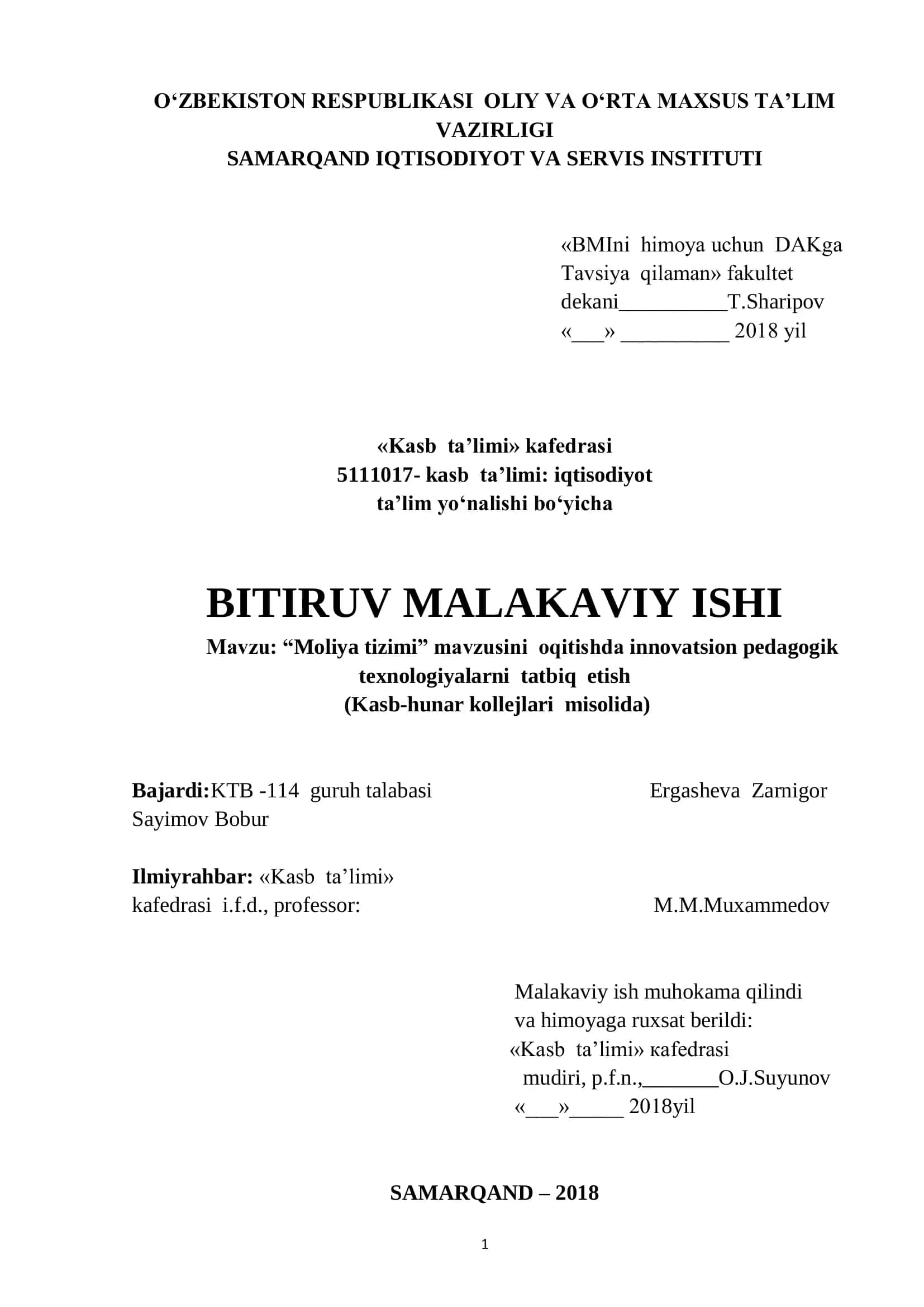 Moliya tizimi 1