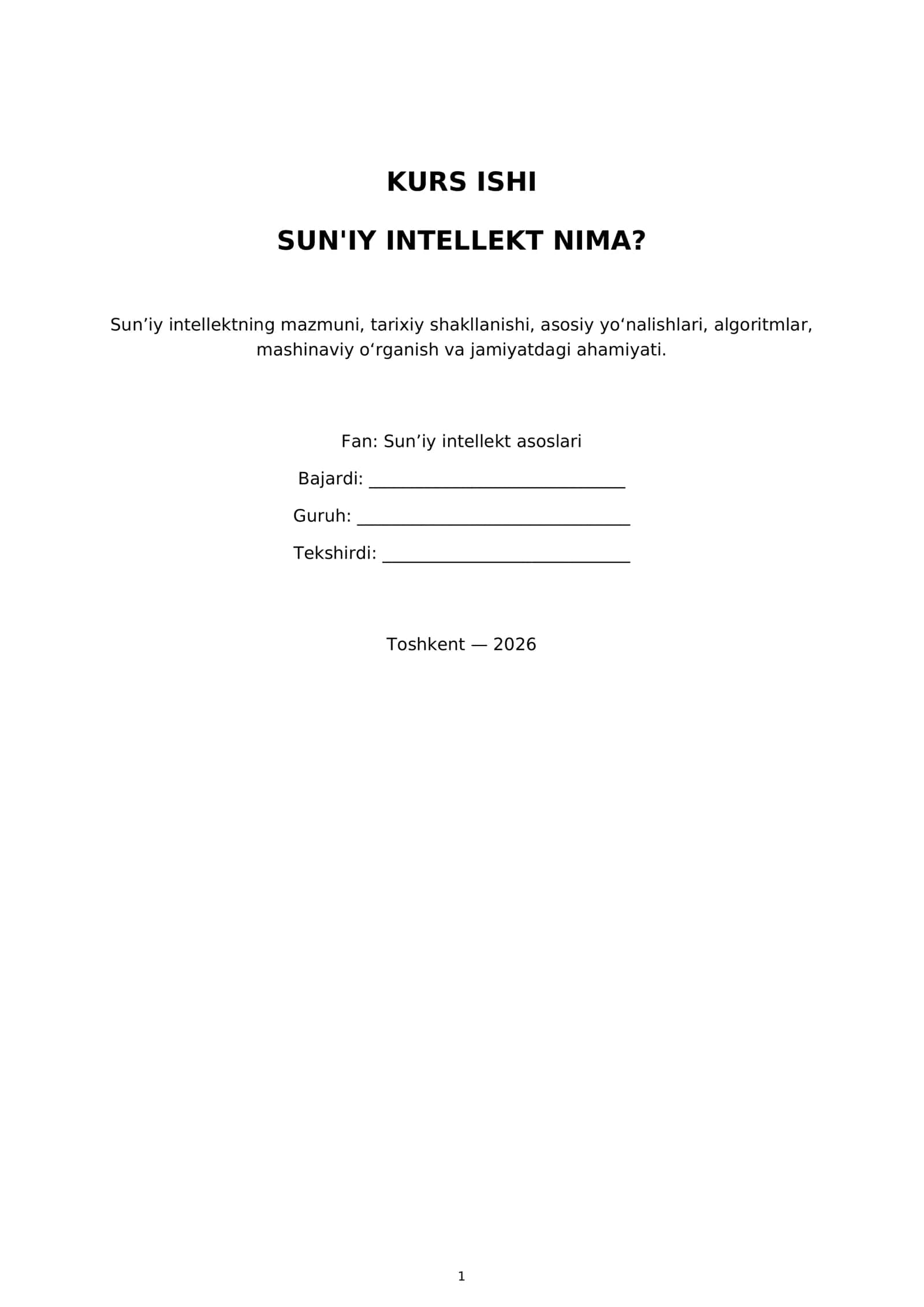 Sun'iy intellekt nima? 1