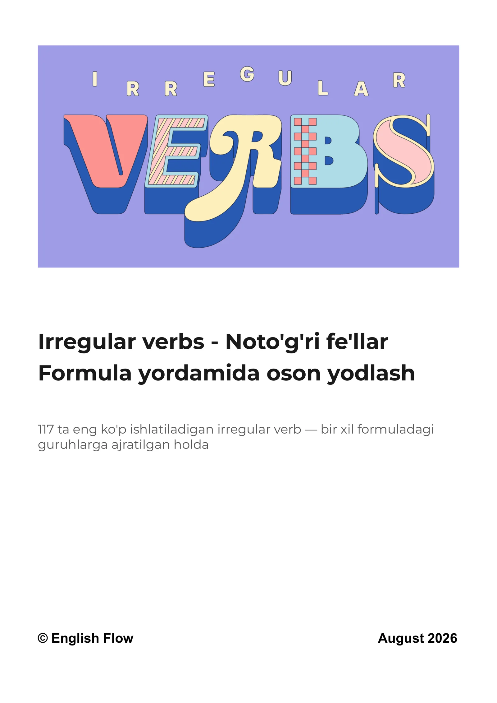 Irregular Verbs with Easy formula Memorization 1