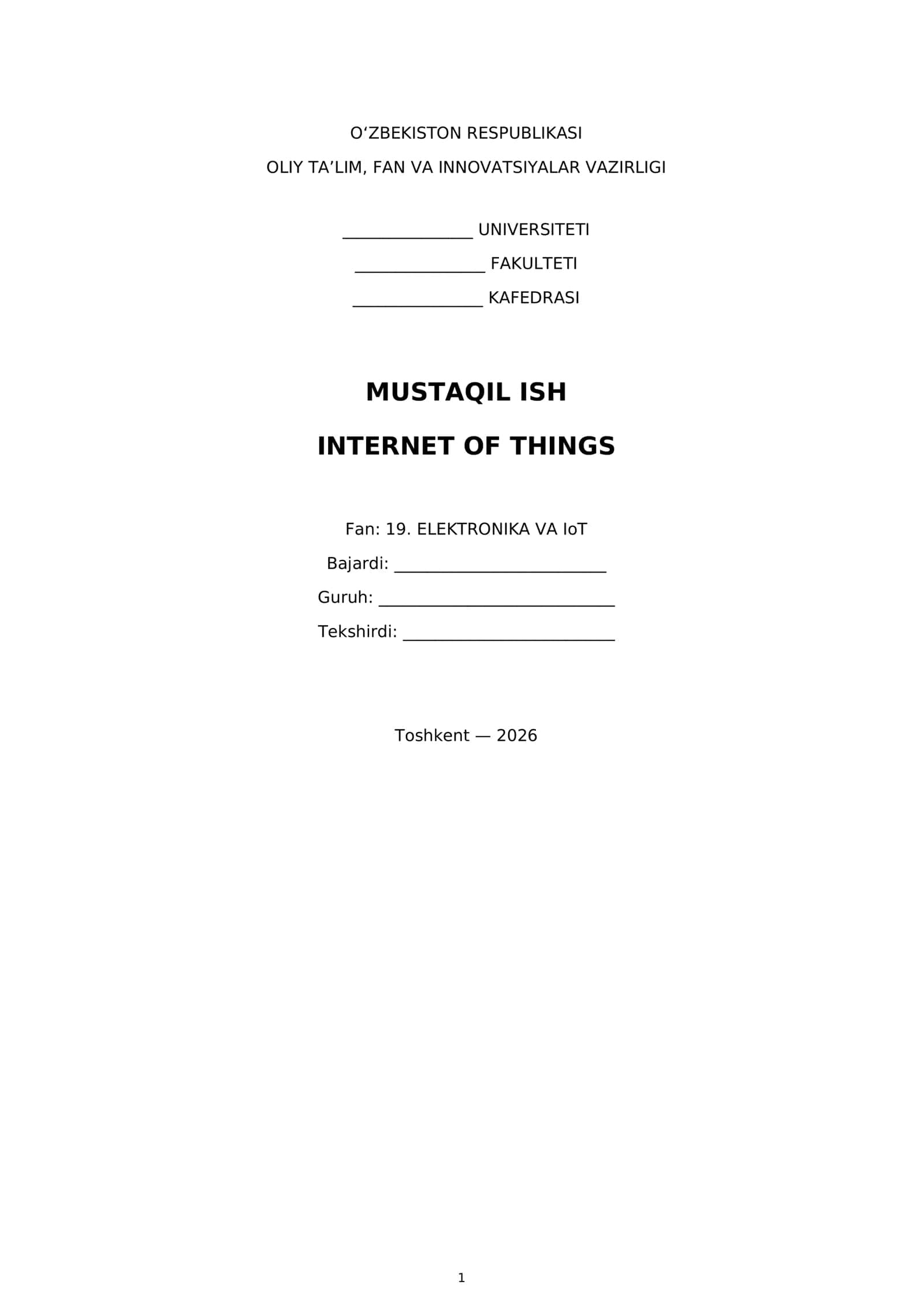 MUSTAQIL ISH INTERNET OF THINGS 1