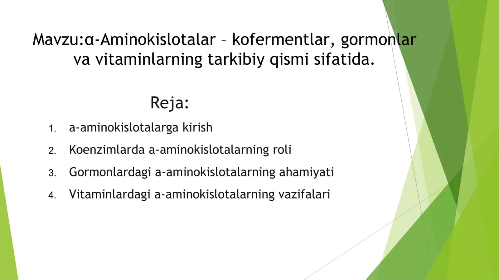 α-Aminokislotalar – kofermentlar, gormonlar va vitaminlarning tarkibiy qismi sifatida 1
