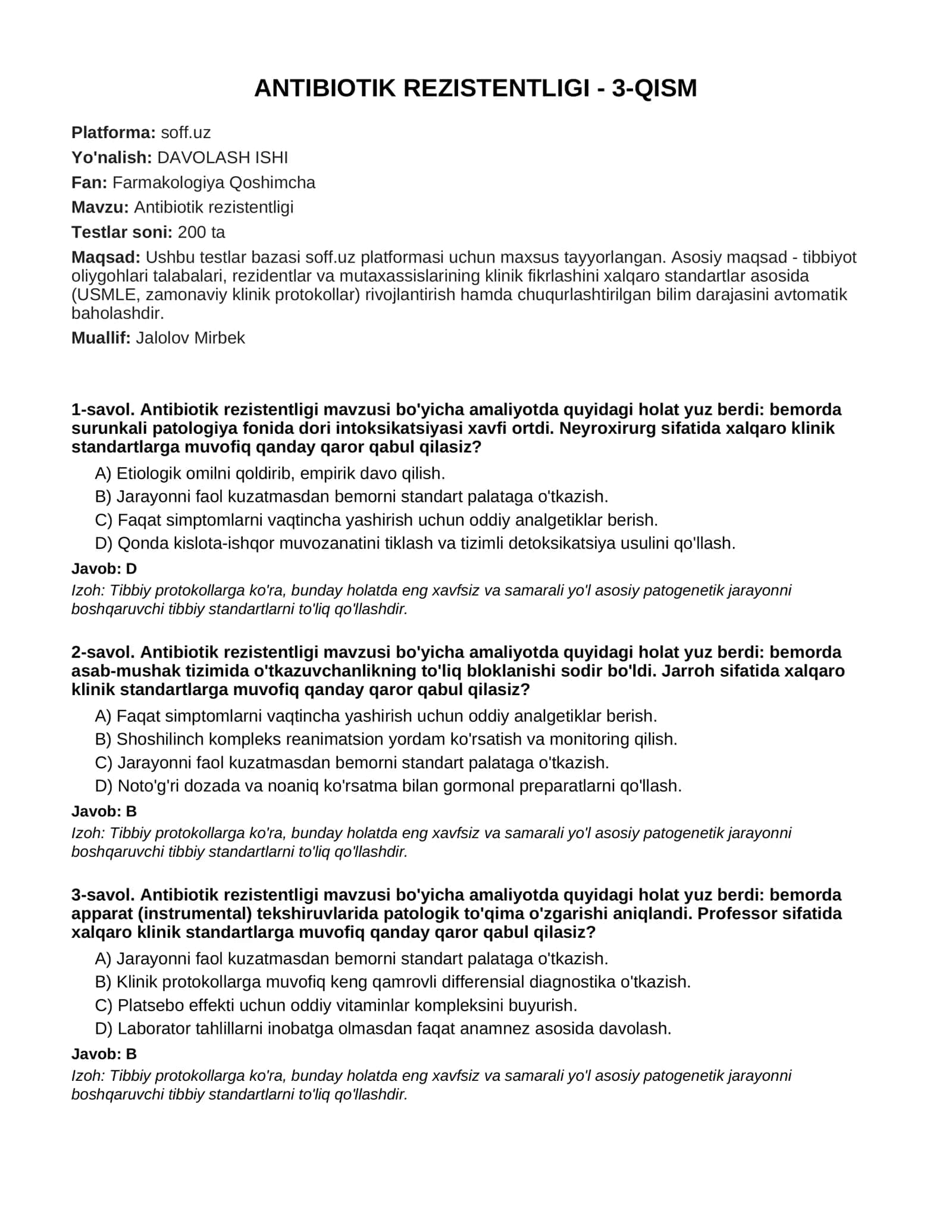 Antibiotik rezistentligi - 3-QISM 1
