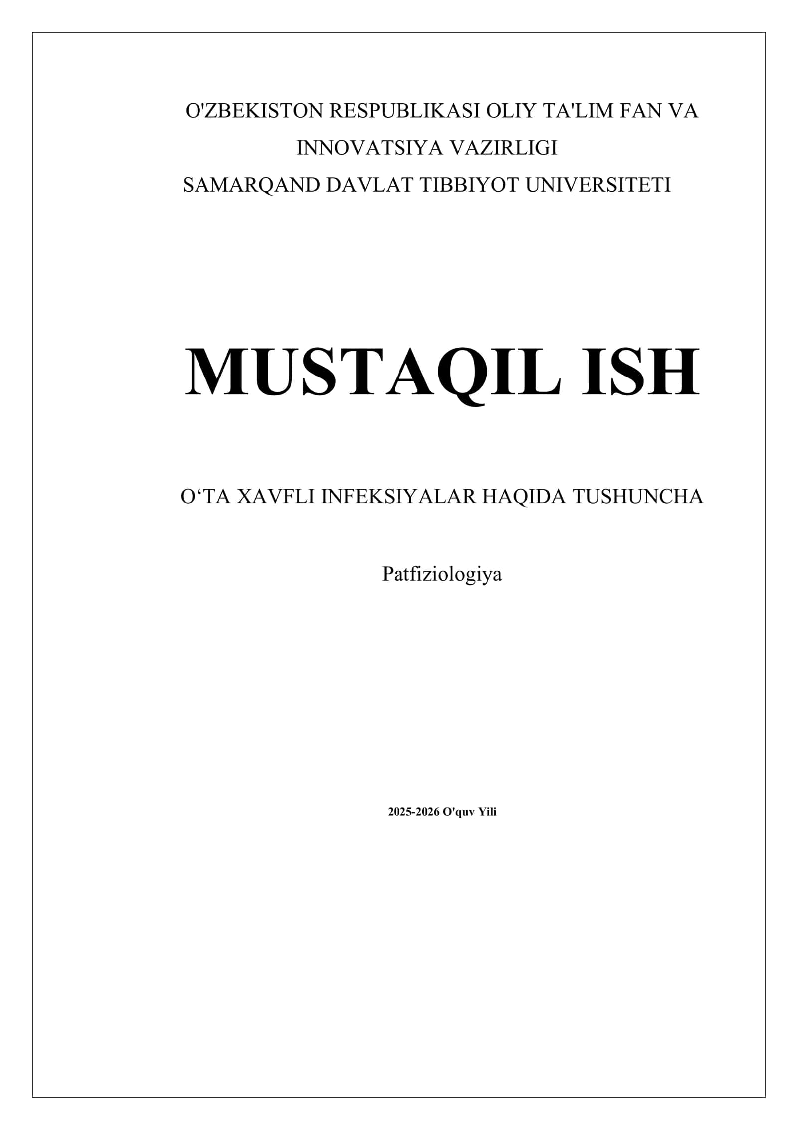 O'ta xavfli infeksiyalar haqida tushuncha 1