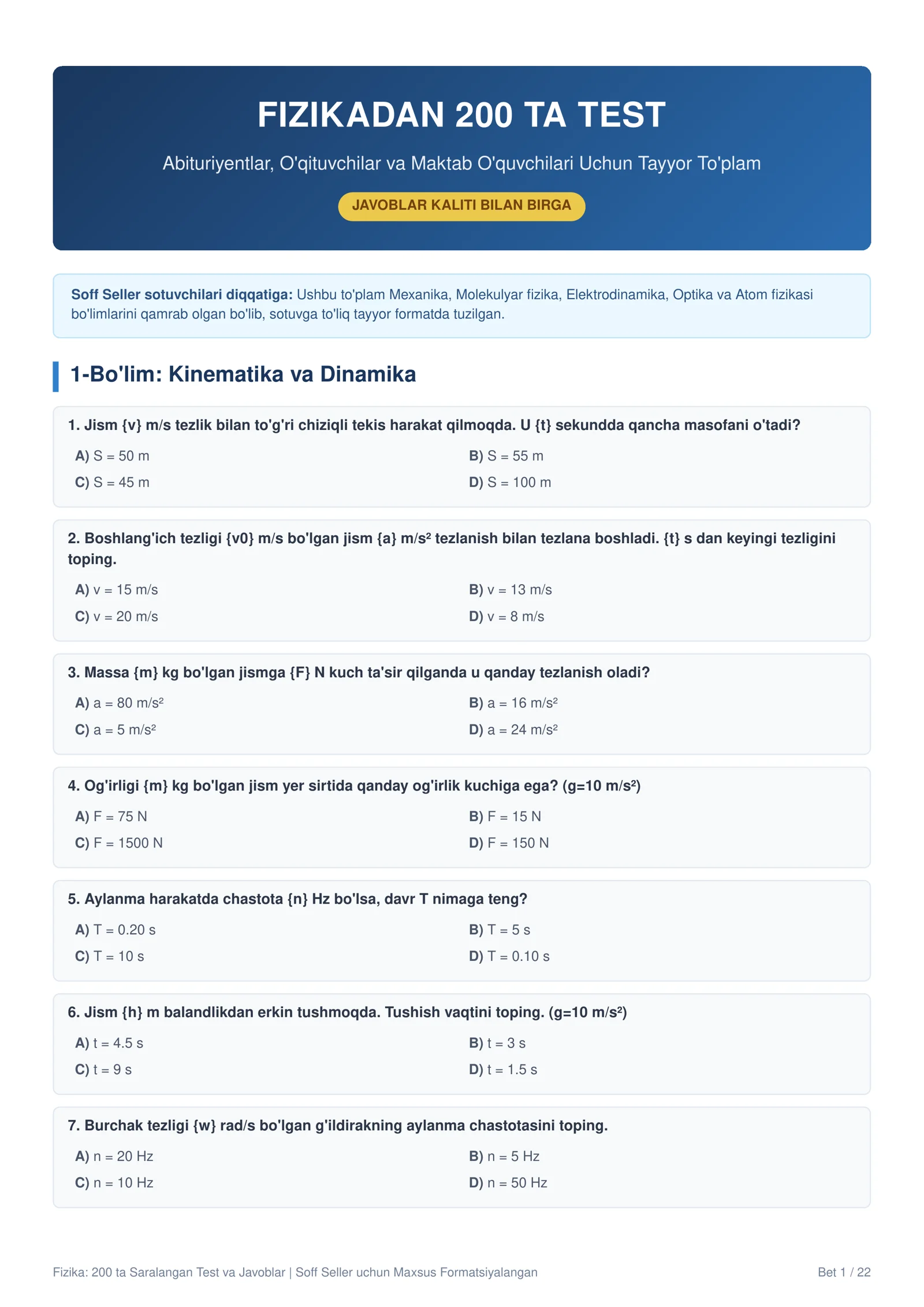 FIZIKADAN 200 TA TEST 1