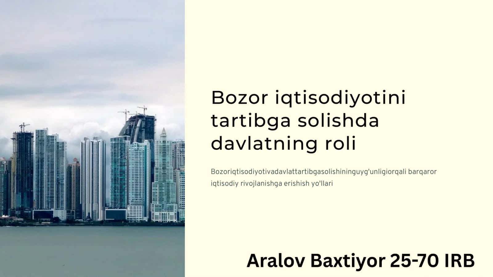 Bozor iqtisodiyotini tartibga solish 1