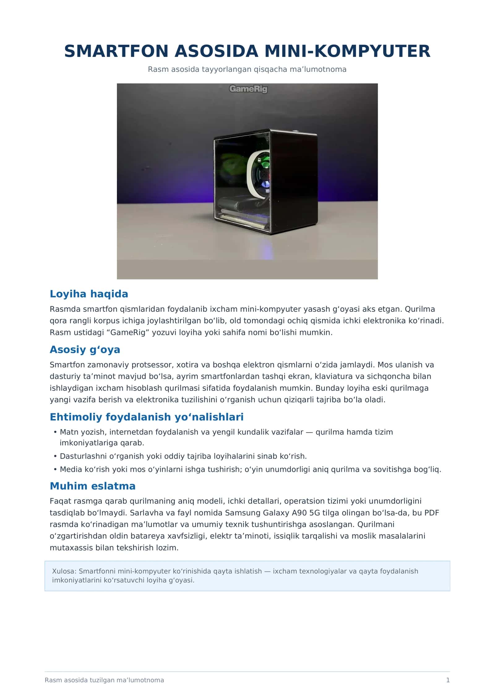 Smartfon asosida mini kompyuter haqida malumot 1