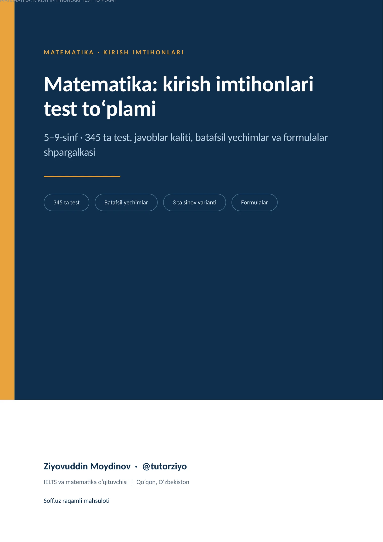 MATEMATIKA · KIRISH IMT I H O N L A R I 1