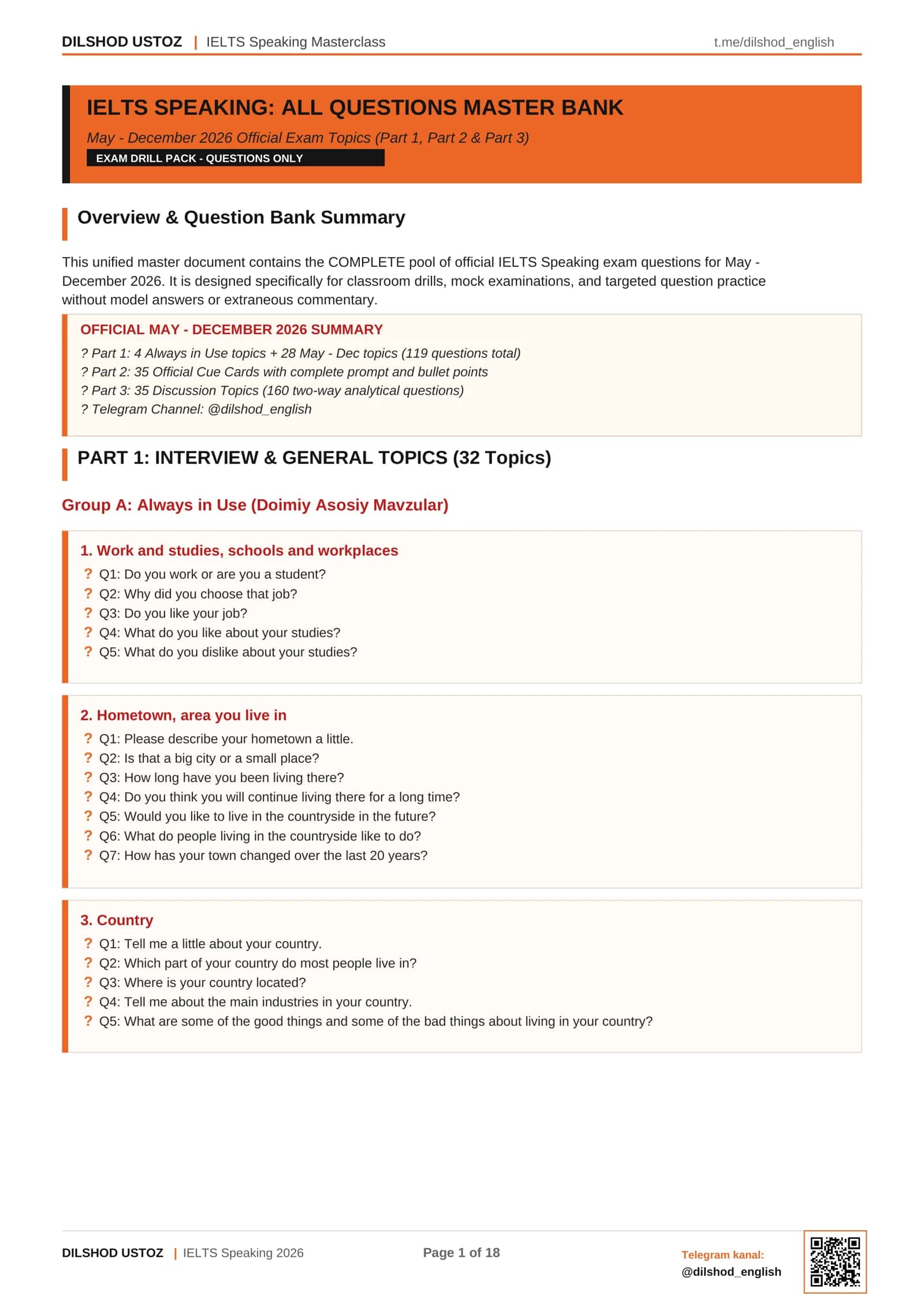 IELTS Speaking Masterclass 1