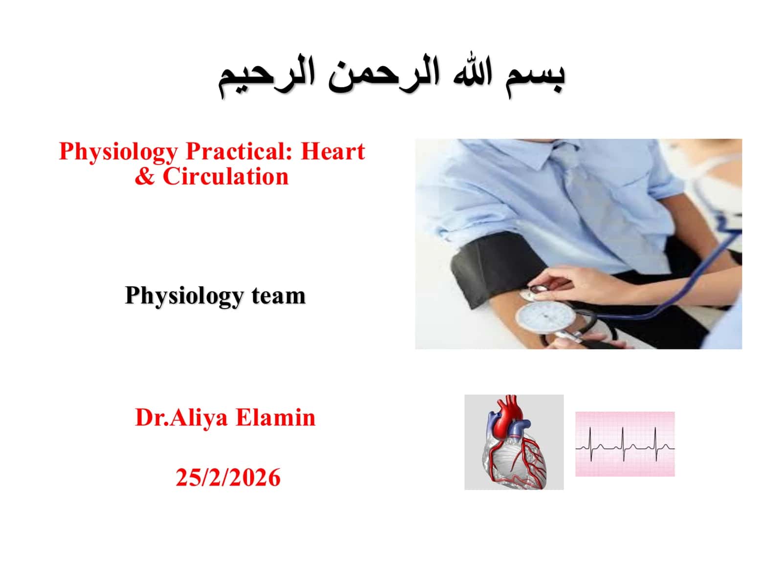 Physiology Practical: Heart & Circulation 1