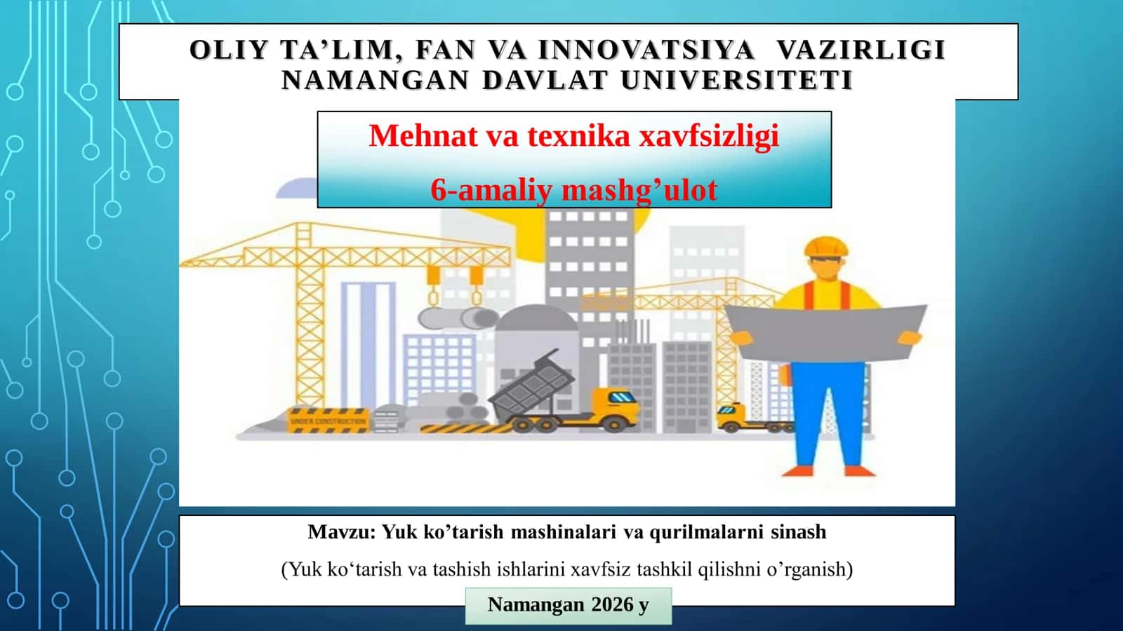 Yuk ko’tarish mashinalari va qurilmalarni sinash 1