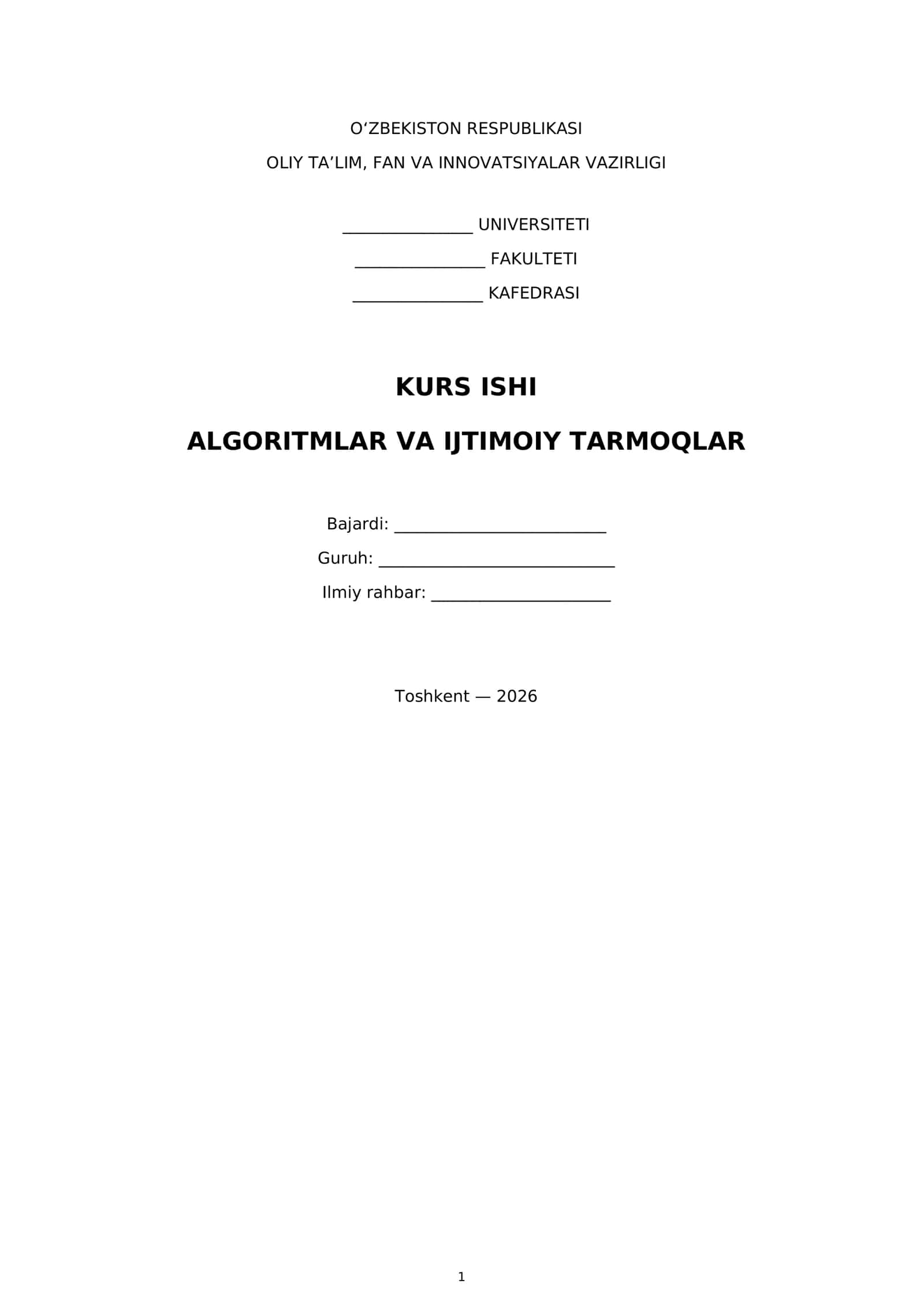 Algoritmlar va Ijtimoiy Tarmoqlar 1