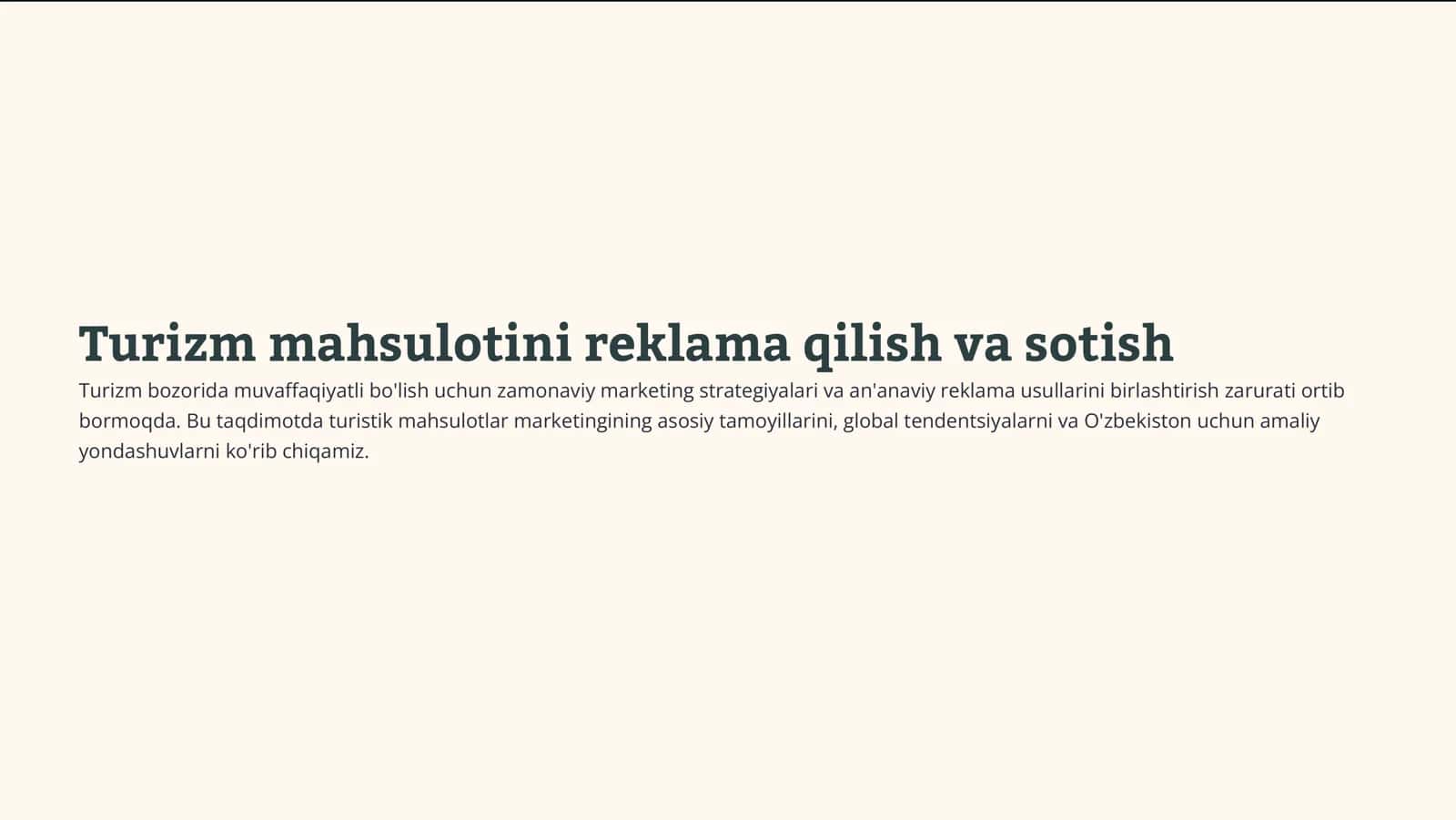 Turizm mahsulotini reklama qilish va sotish 1