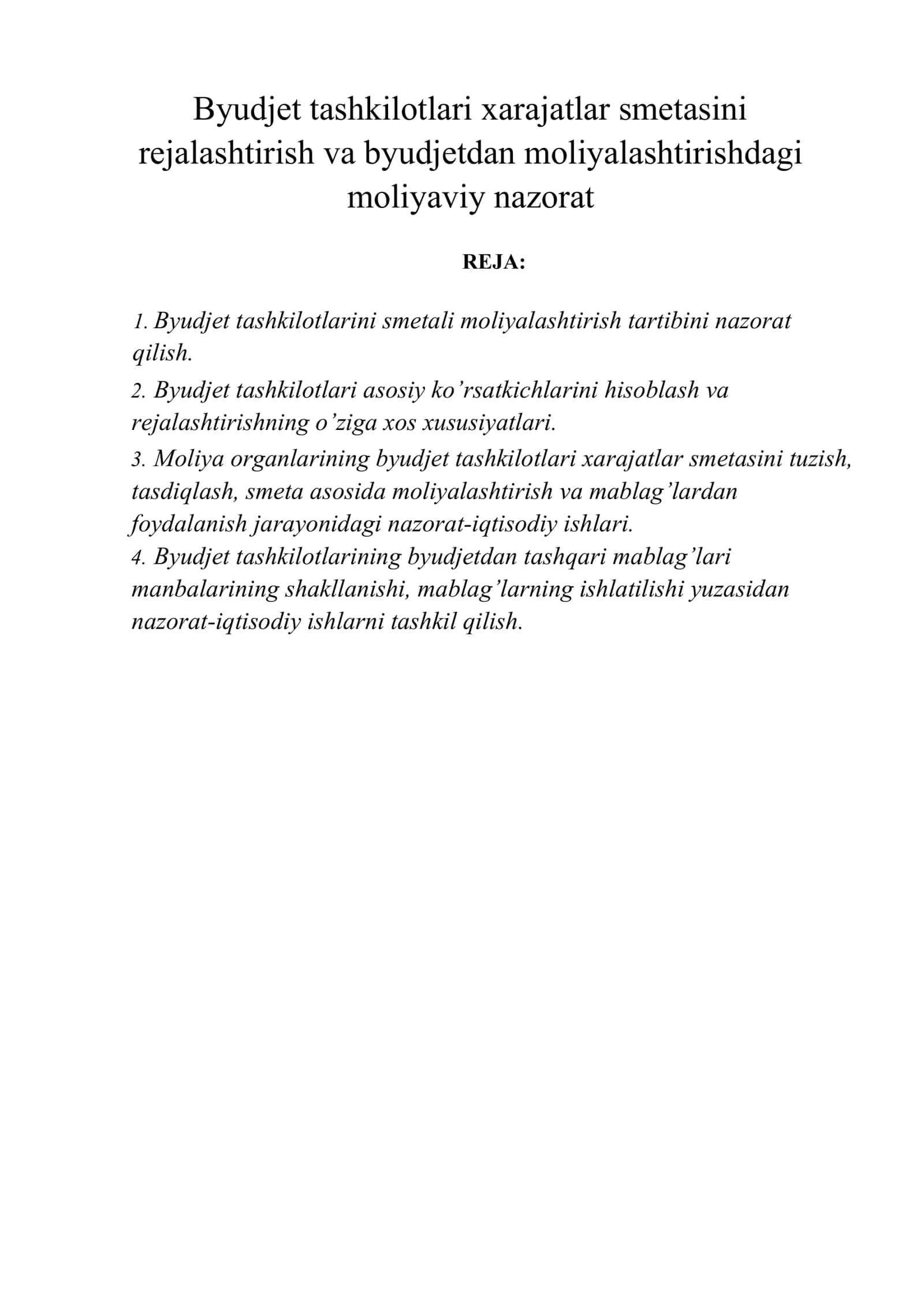 Byudjet tashkilotlari xarajatlar smetasini 1
