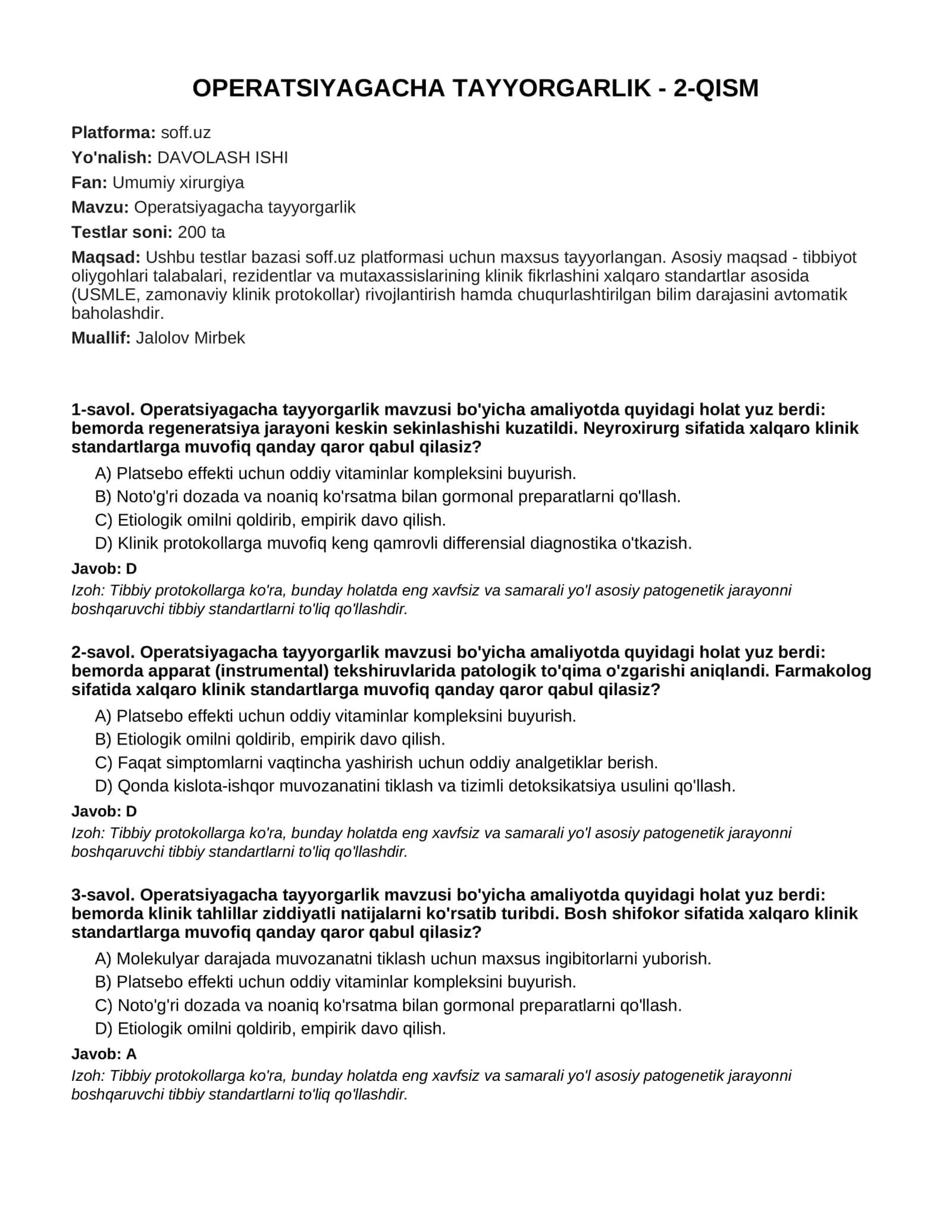 OPERATSIYAGACHA TAYYORGARLIK - 2-QISM 1