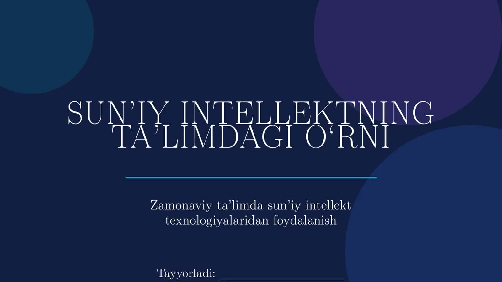 Sun’iy Intellektning Ta’limdagi O‘rni 1