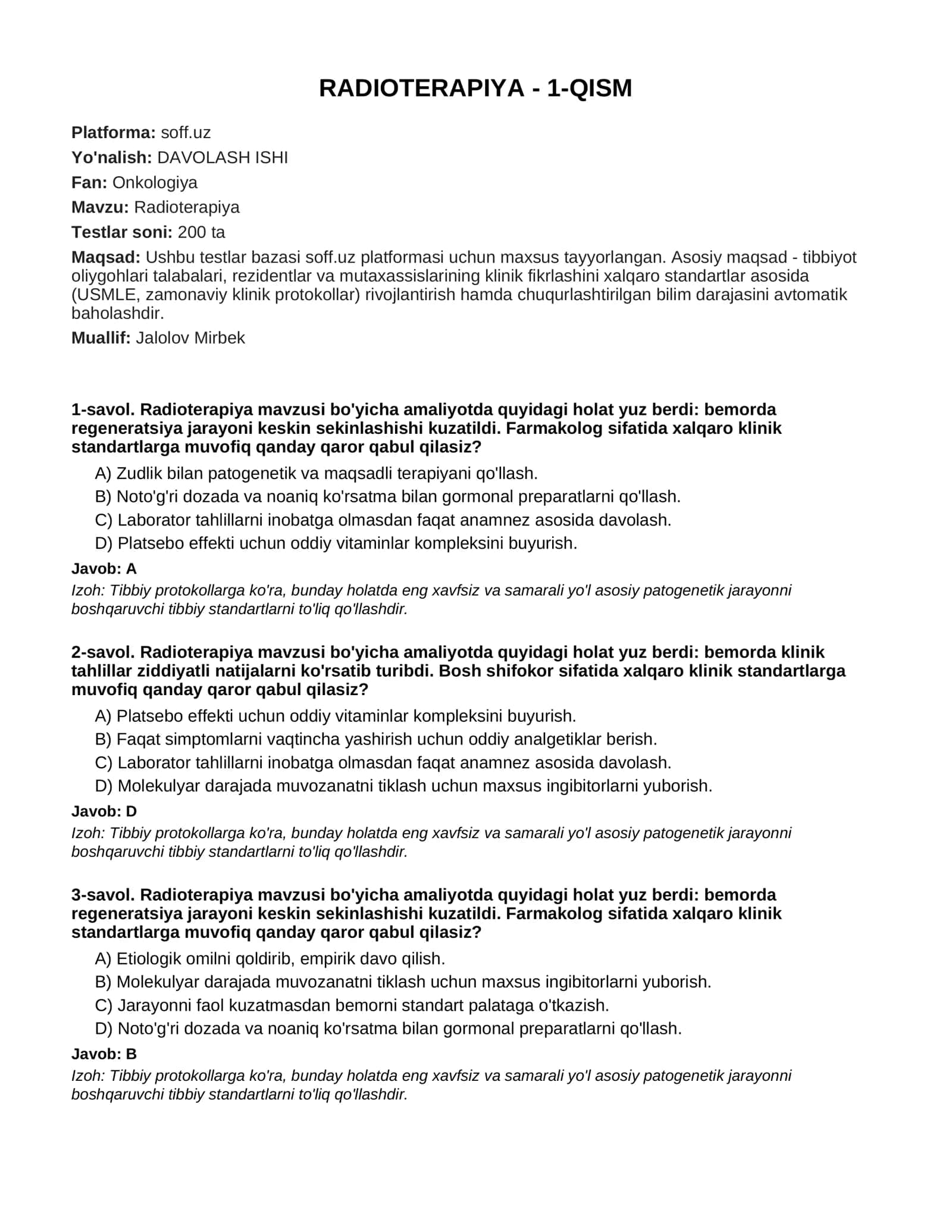 RADIOTERAPIYA - 1-QISM 1