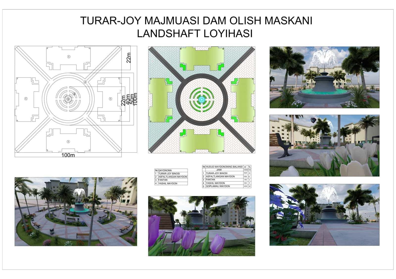 Turar-joy majmuasi dam olish maskani landshaft loyihasi 1