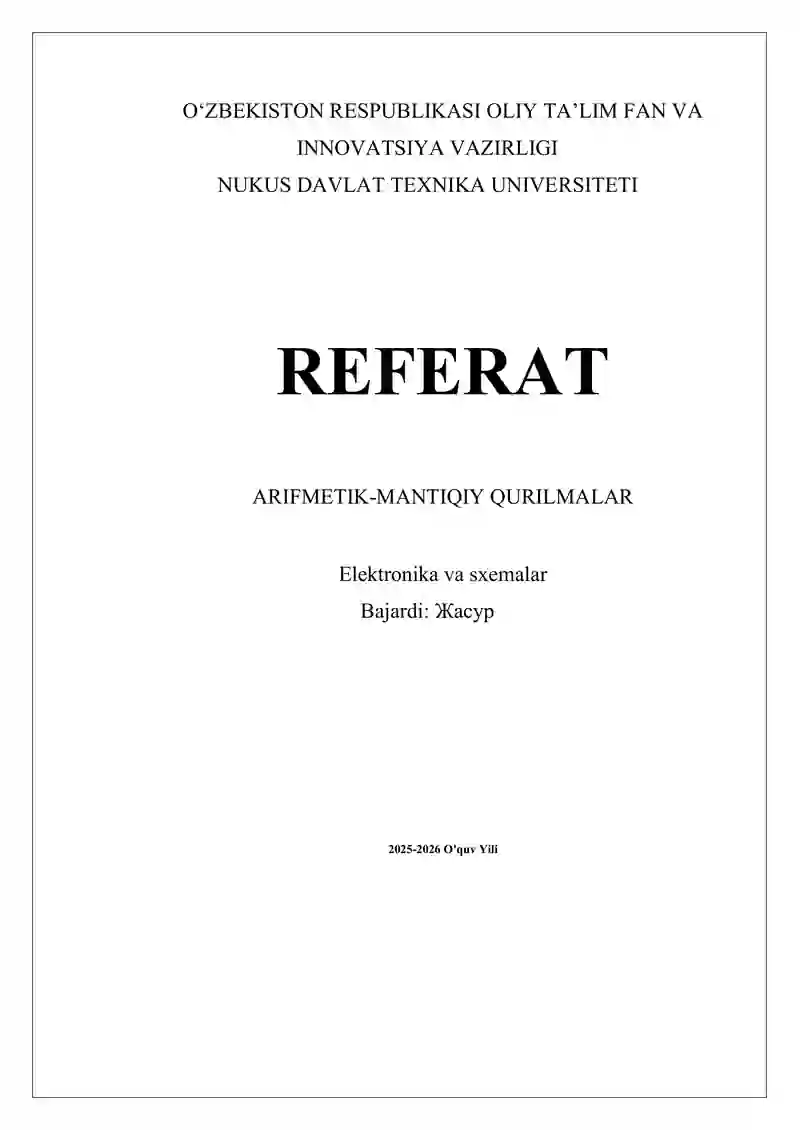 Arifmetik mantiqiy qurilmalar