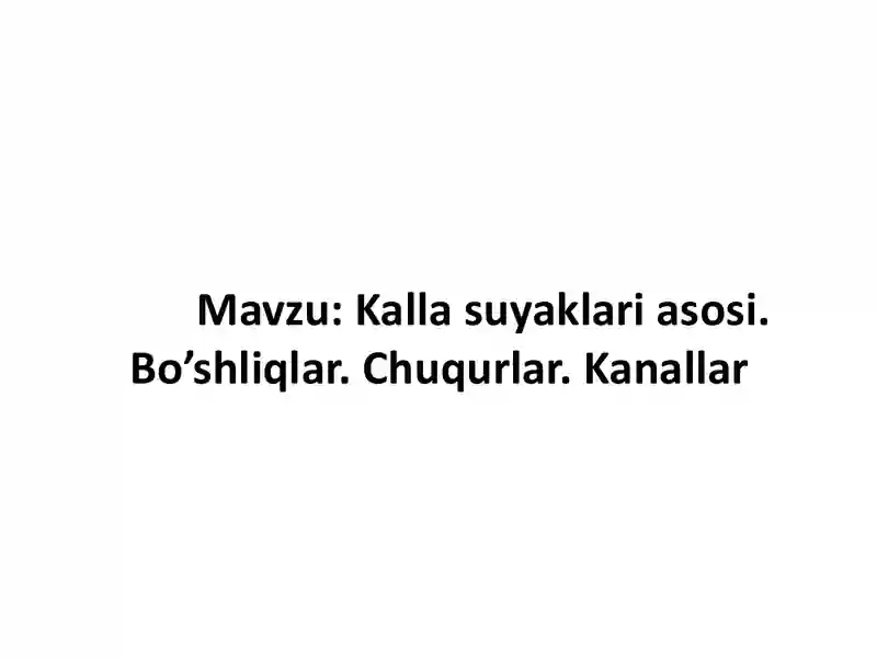Butun kalla suyagi chuqurlari bo‘shliq va kanallari