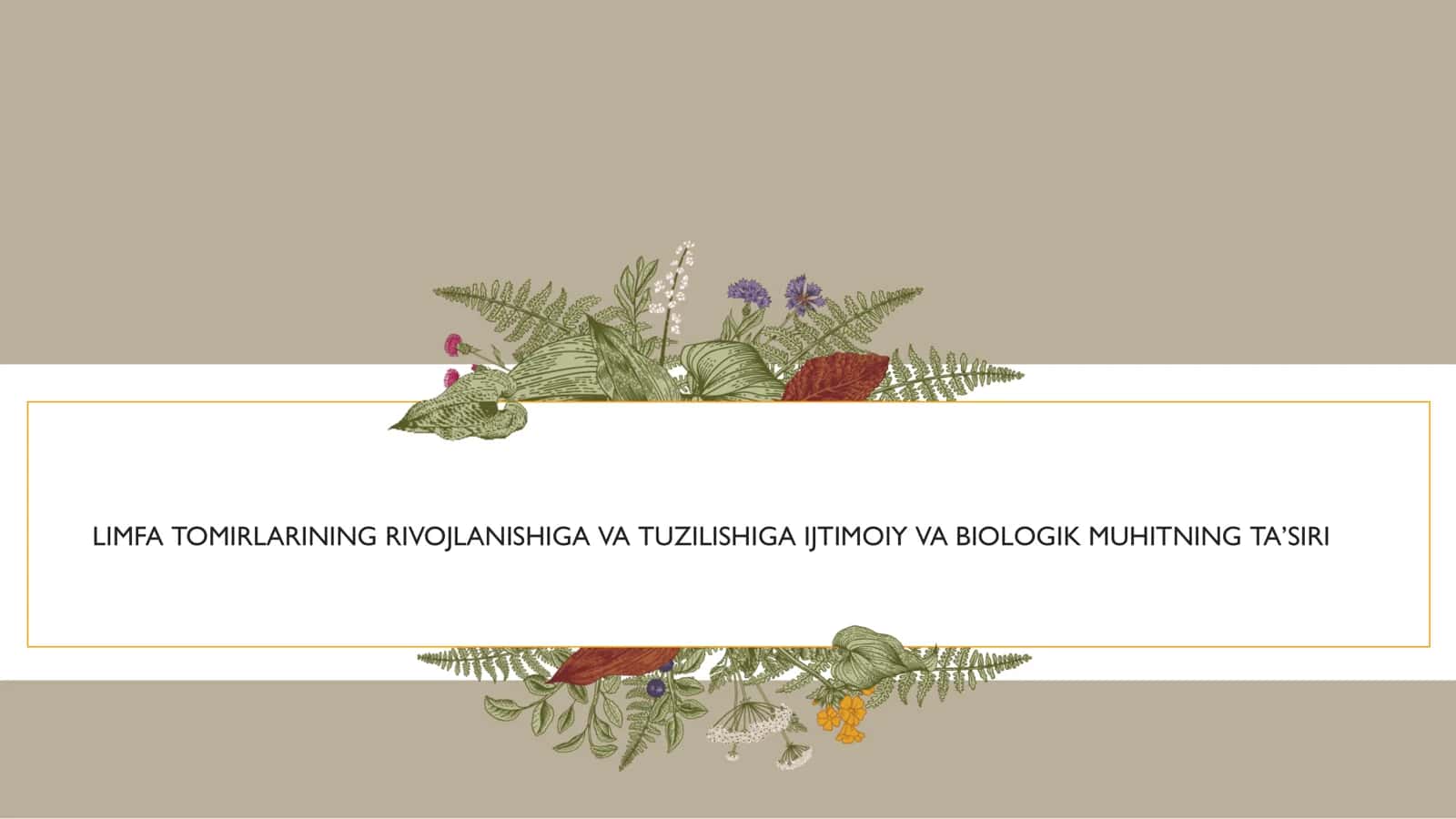 LIMFA TOMIRLARINING RIVOJLANISHIGA VA TUZILISHIGA IJTIMOIY VA BIOLOGIK MUHITNING TA’SIRI 1