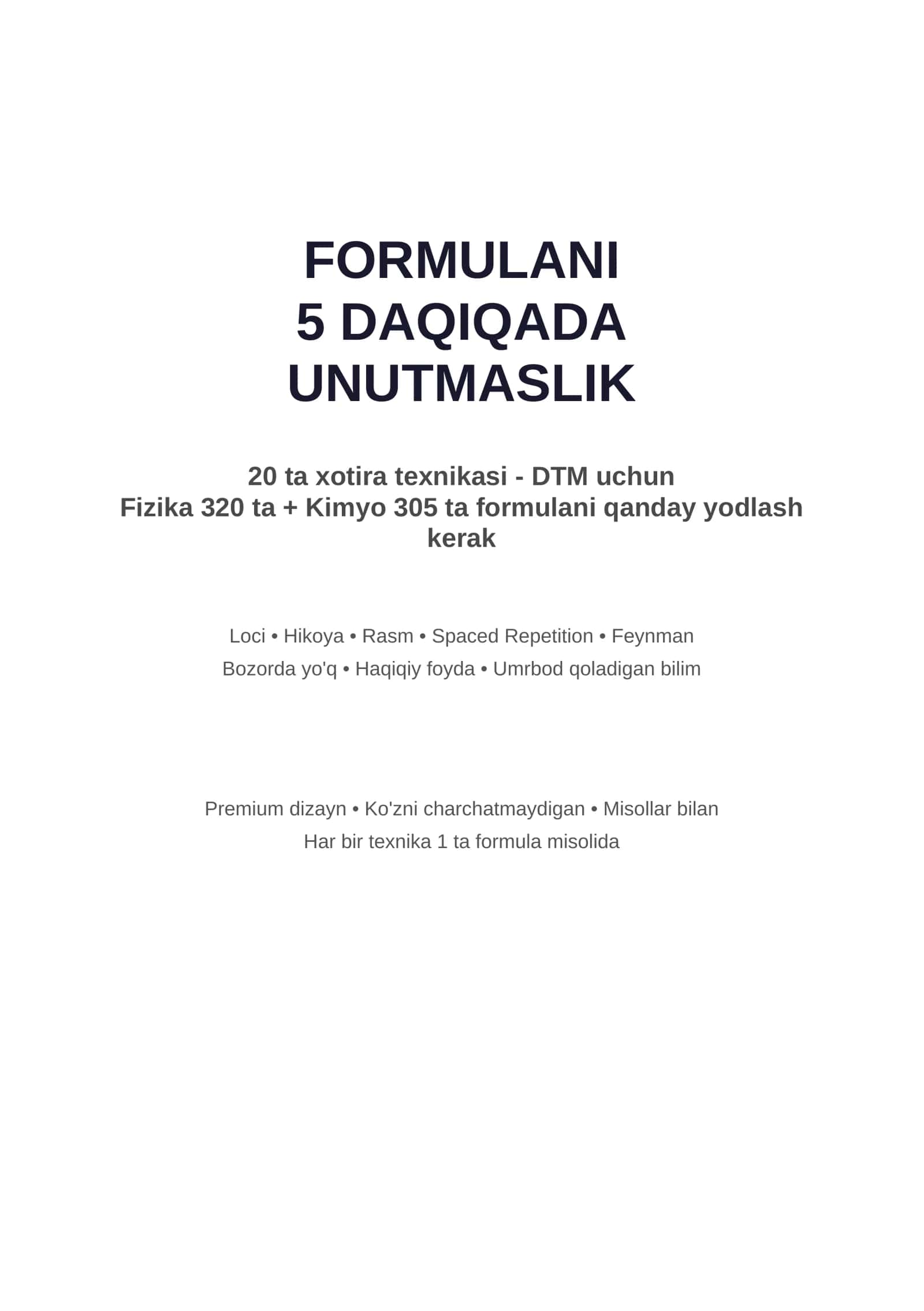 Xotira Texnikalari 20 ta Usul (Formulalarni Unutmaslik) 1