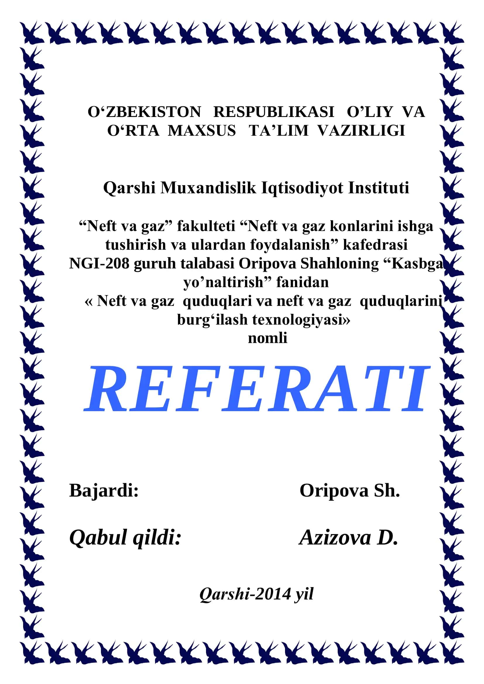 Nеft vа gаz quduqlаri va nеft vа gаz quduqlаrini burg‘ilаsh tеxnоlоgiyasi 1