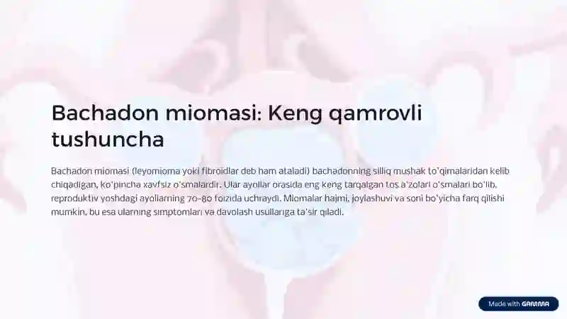 bachadon miomasi ginikalogiya