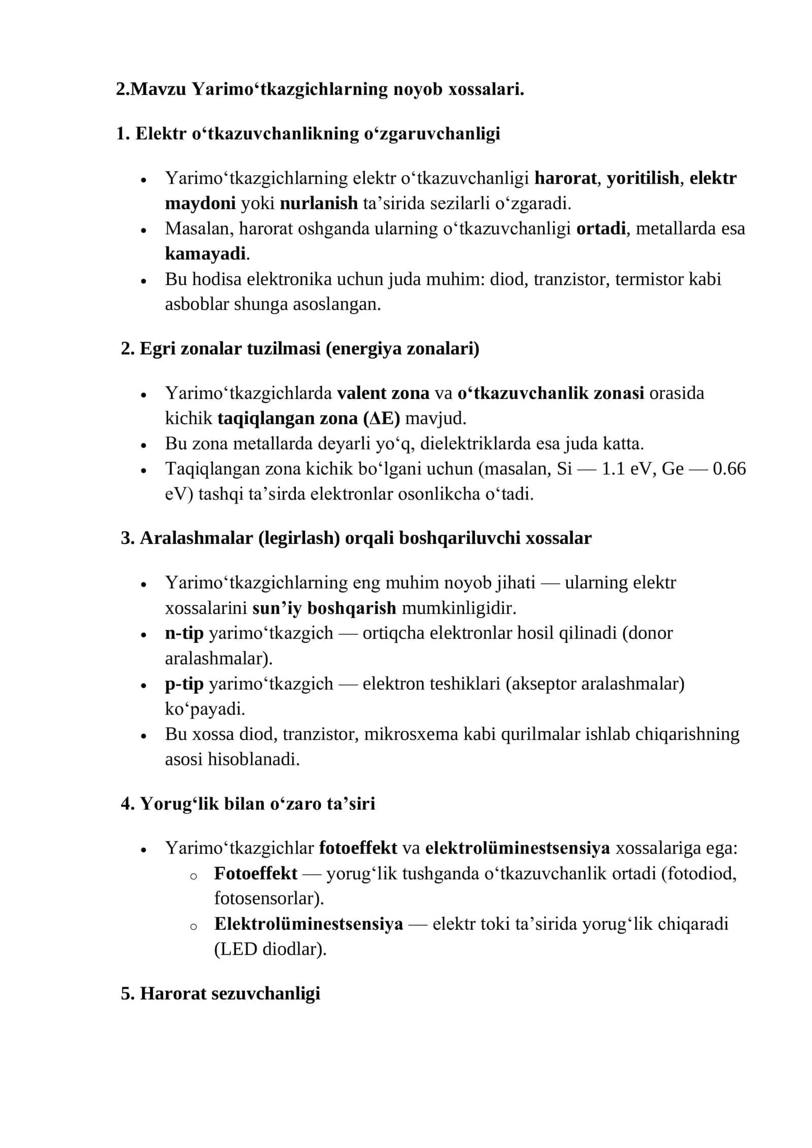 Yarimo‘tkazgichlarning noyob xossalari 1