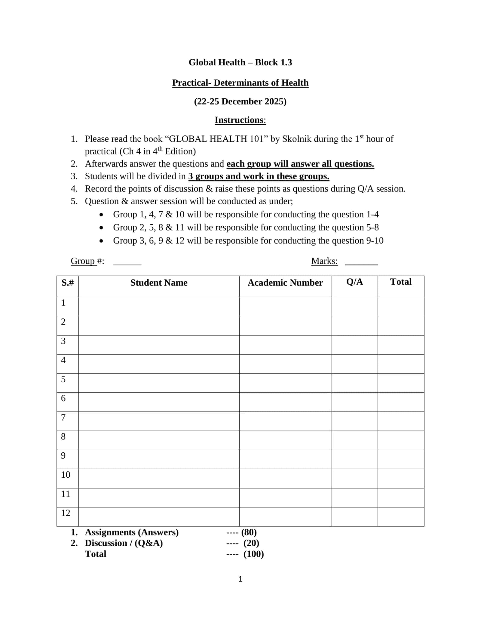 Global Health – Block 1.3 1