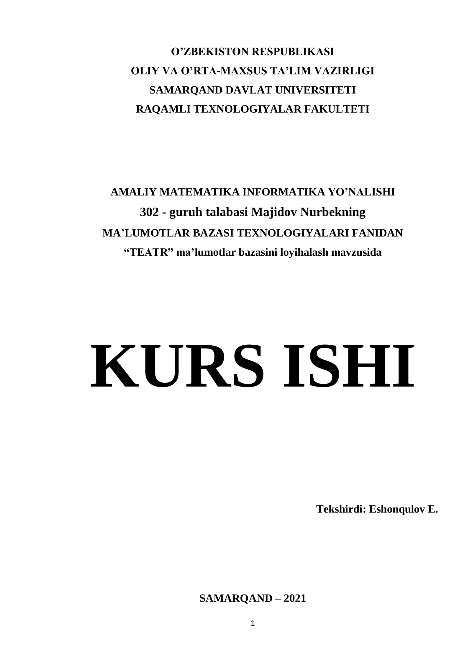 TEATR ma’lumotlar bazasi 1