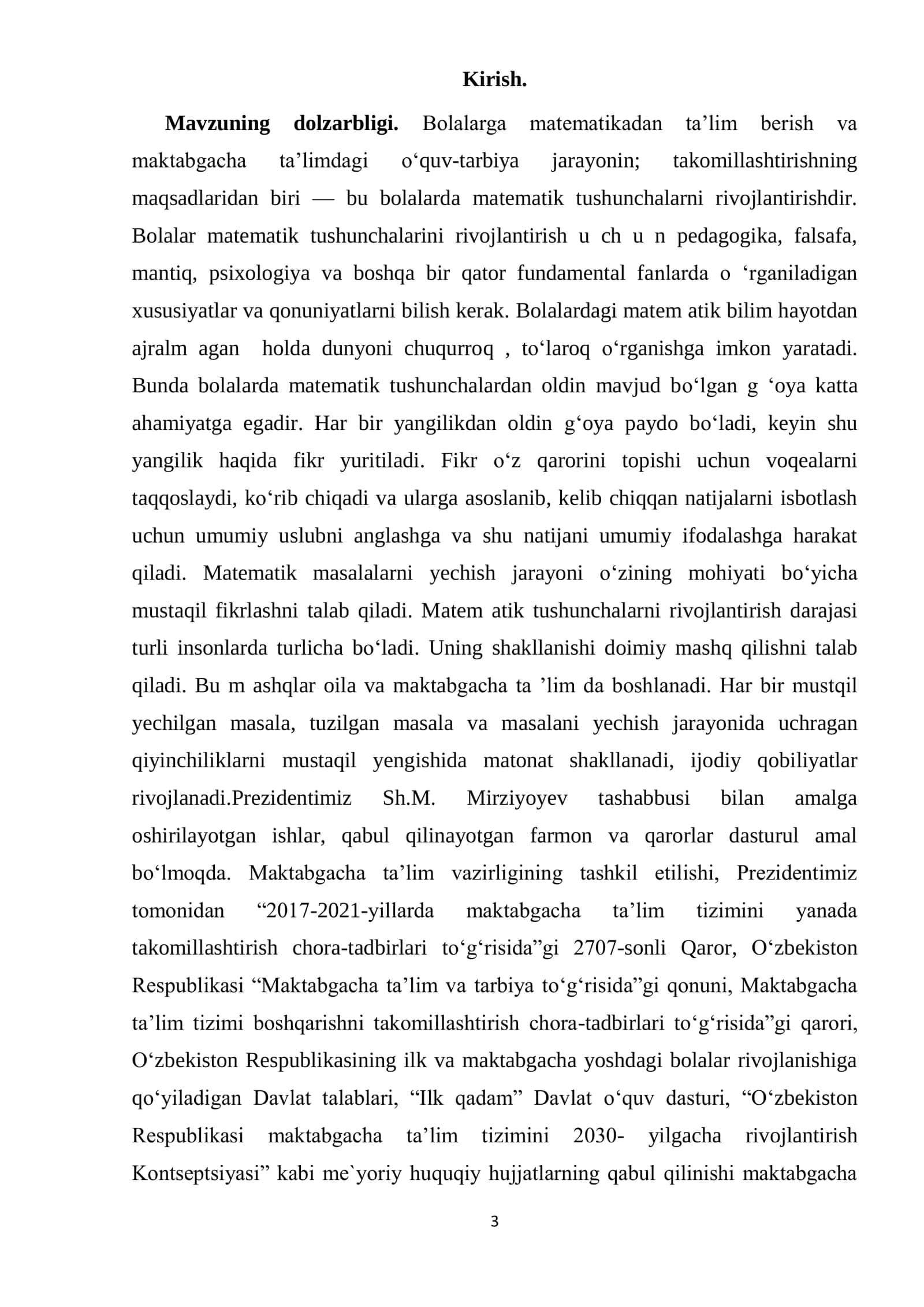 Matematikadan ta'lim berish va maktabgacha ta'limdagi o‗quv-tarbiya jarayonin 1