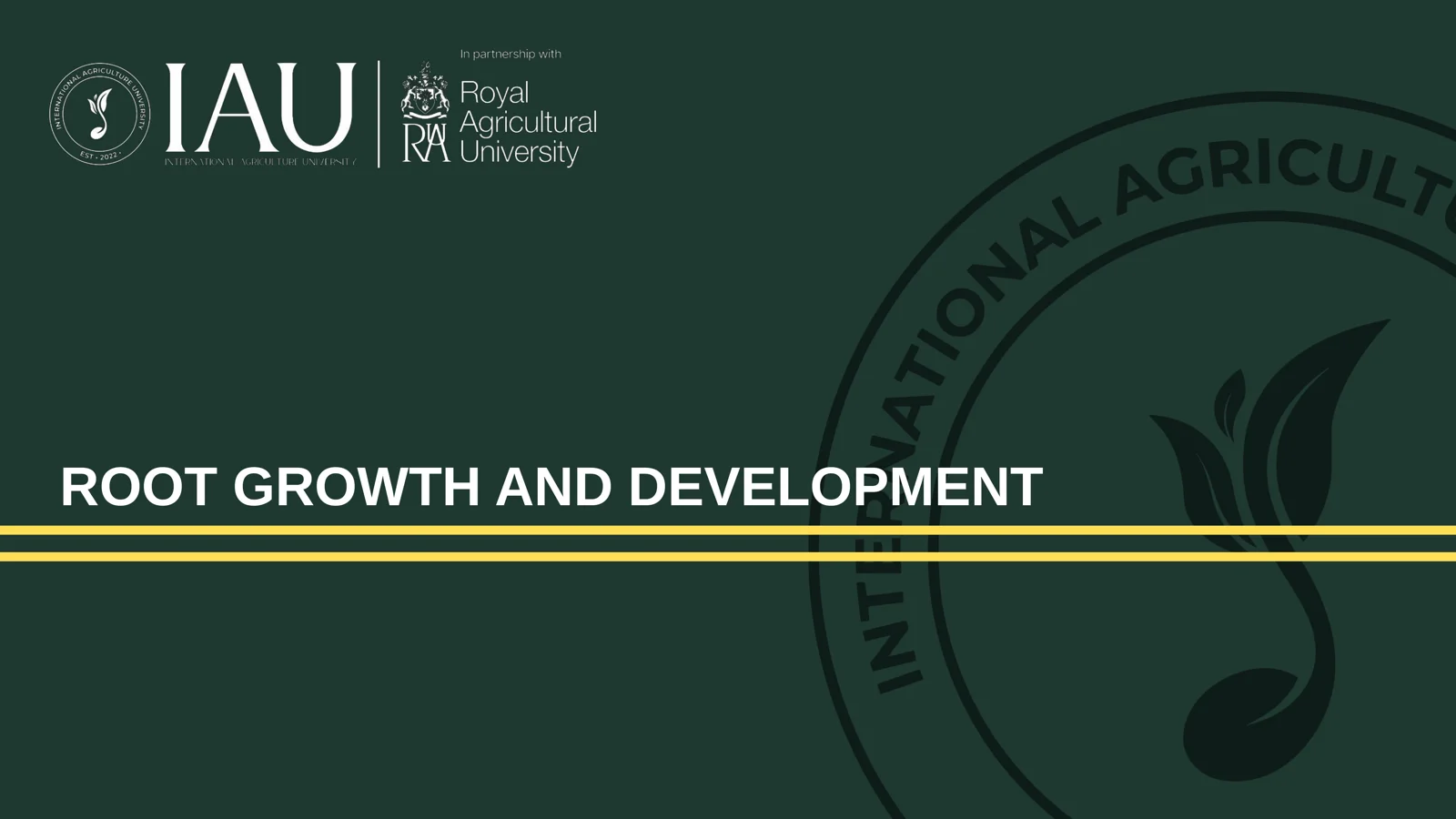 Root Growth and Development 1
