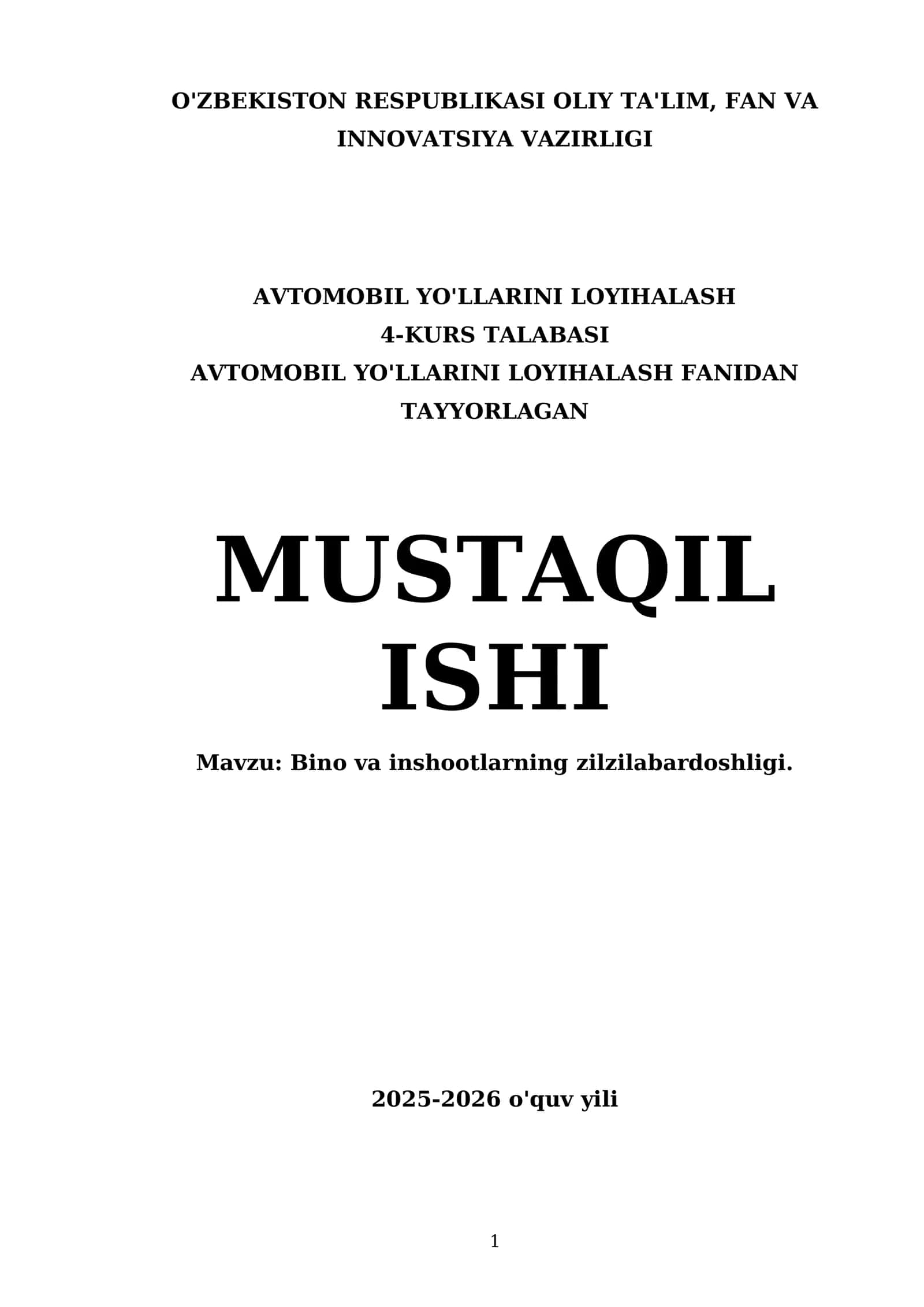 Bino va inshootlarning zilzilabardoshligi 1