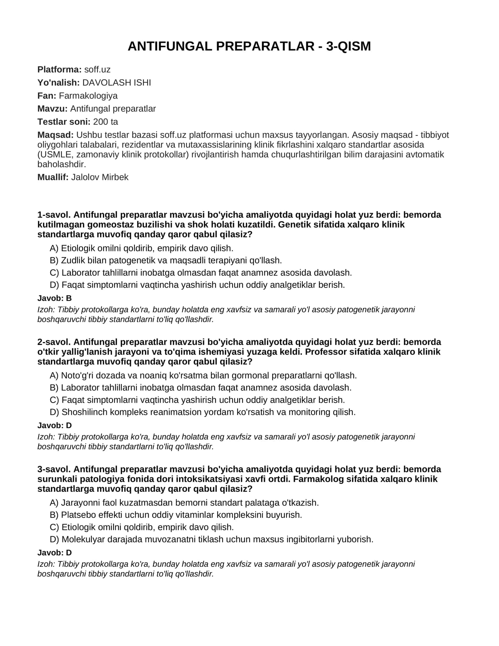 Antifungal preparatlar - 3-QISM 1