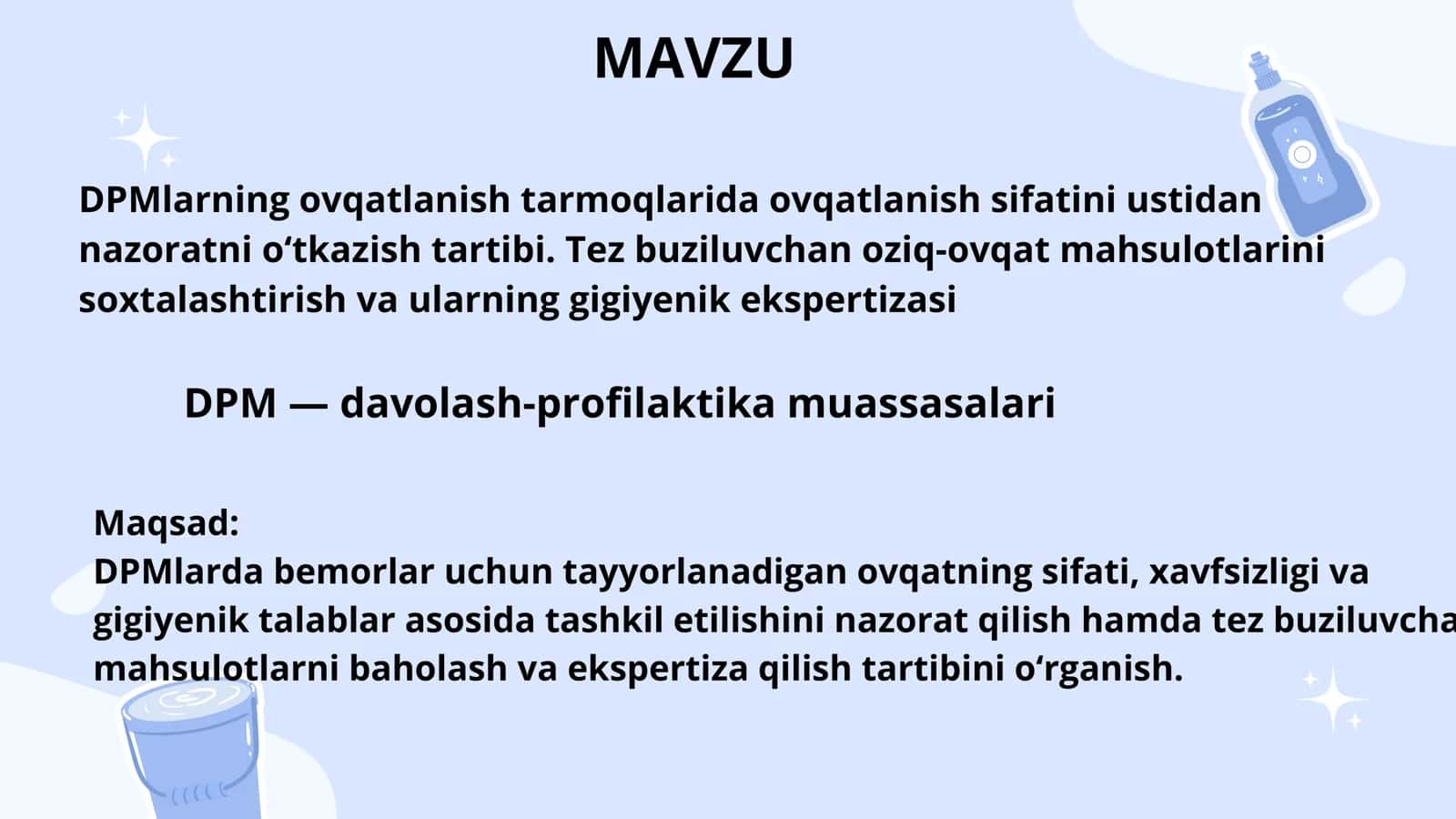 DPMlarning ovqatlanish tarmoqlarida ovqatlanish sifatini ustidan nazoratni o‘tkazish tartibi 1