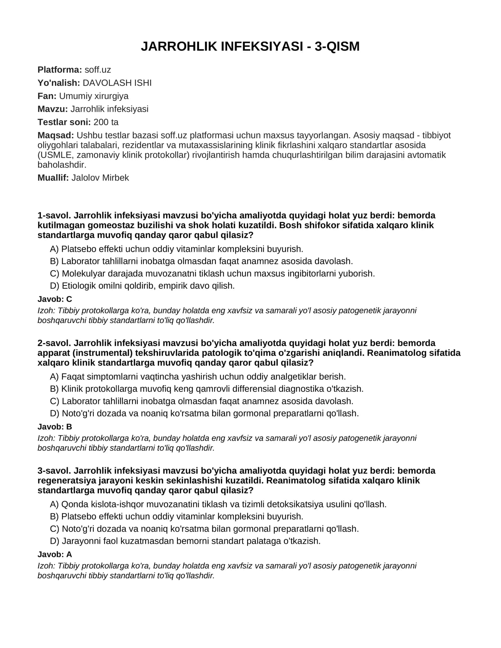 JARROHLIK INFEKSIYASI - 3-QISM 1