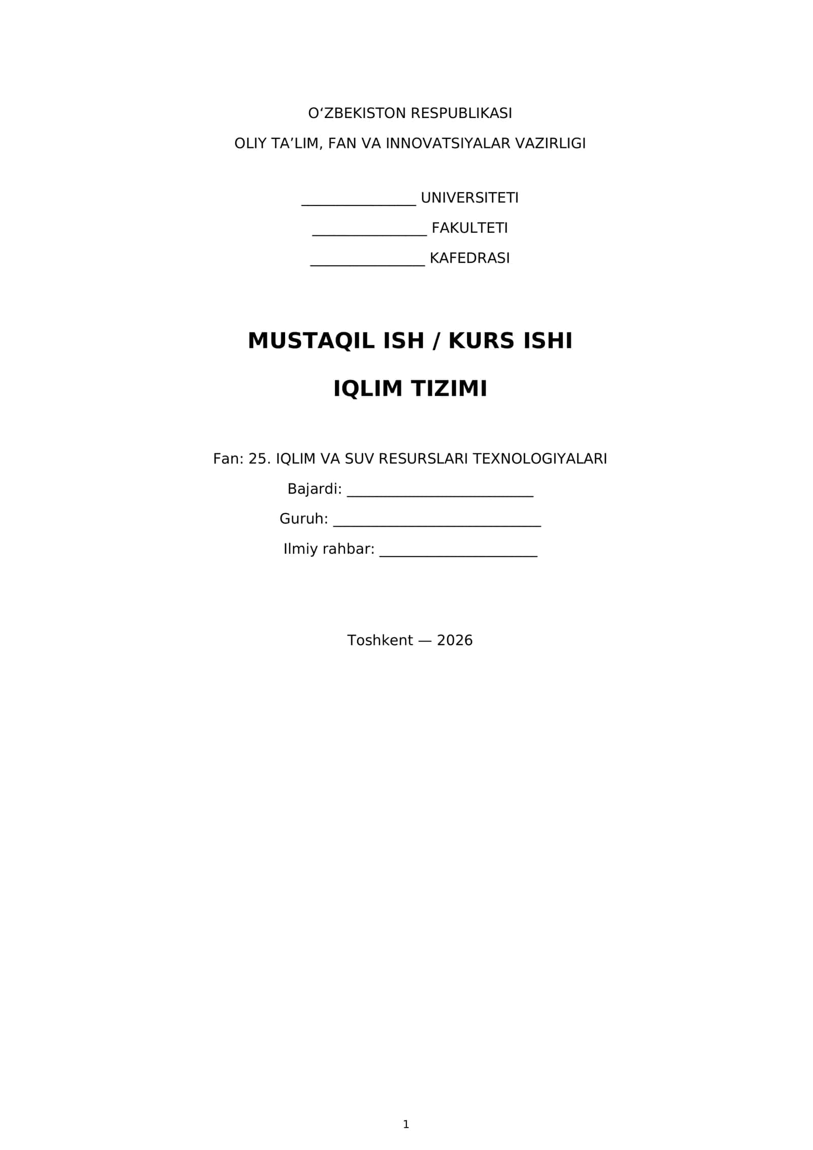 IQLIM TIZIMI 1