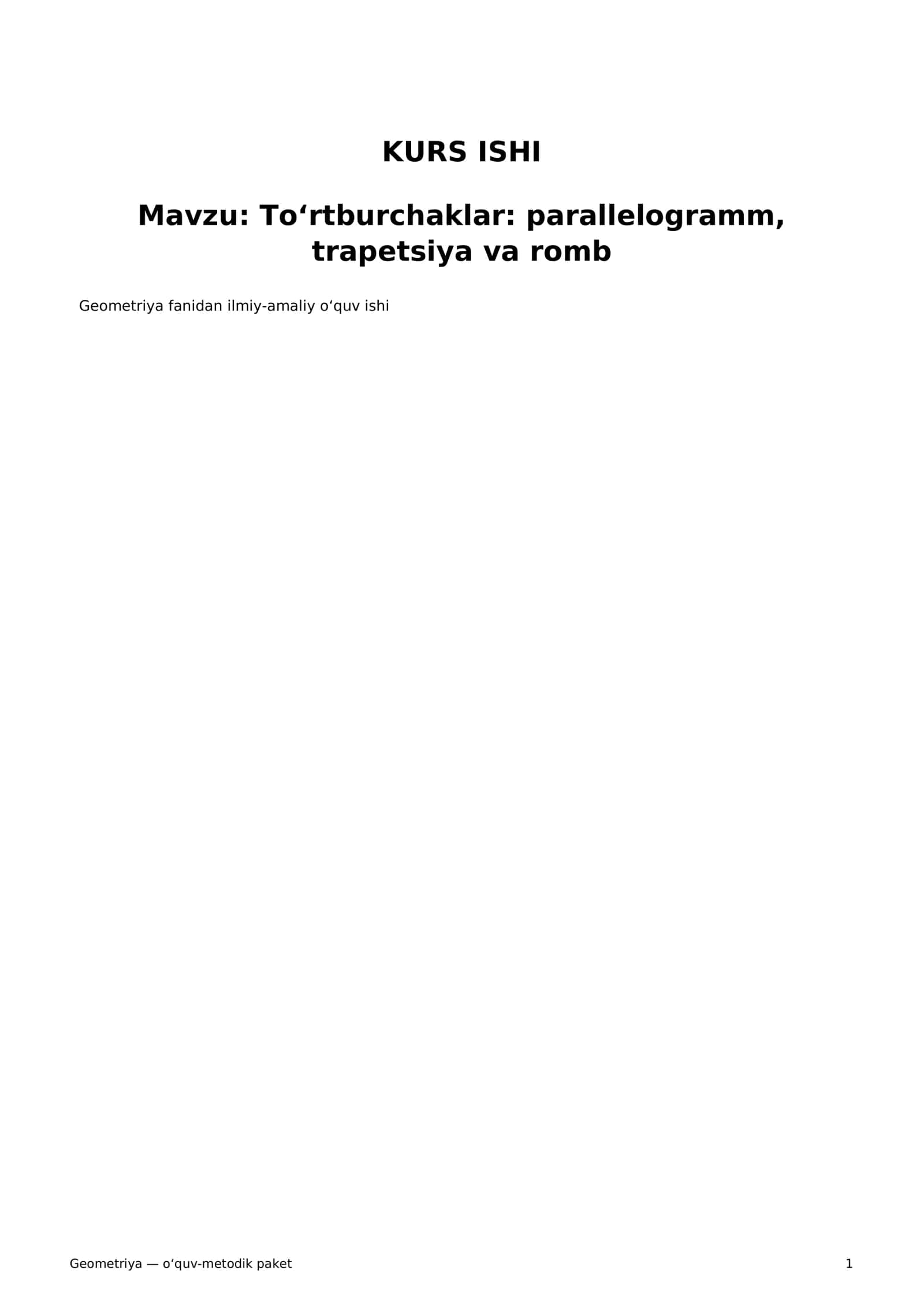 Geometriya — o‘quv-metodik paket 1