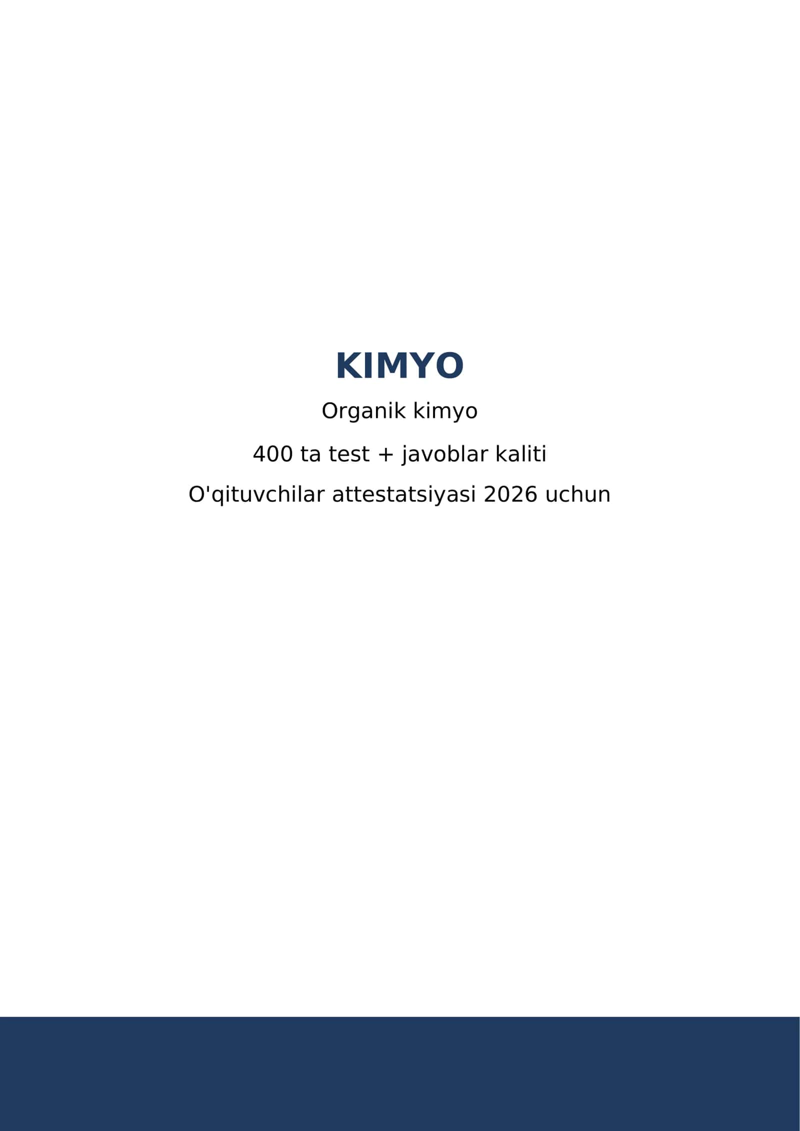 KIMYO - Organik kimyo | Attestatsiya 2026 | 4-bet 1