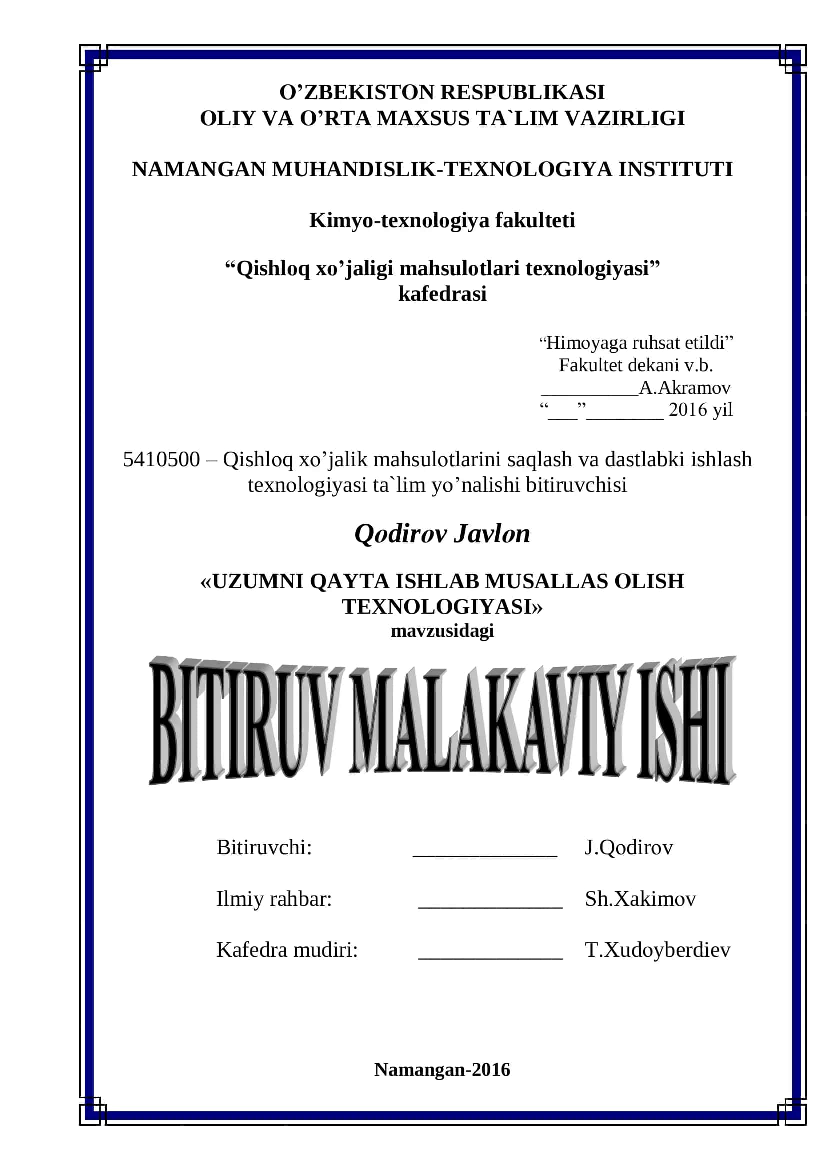 UZUMNI QAYTA ISHLAB MUSALLAS OLISH TEXNOLOGIYASI 1