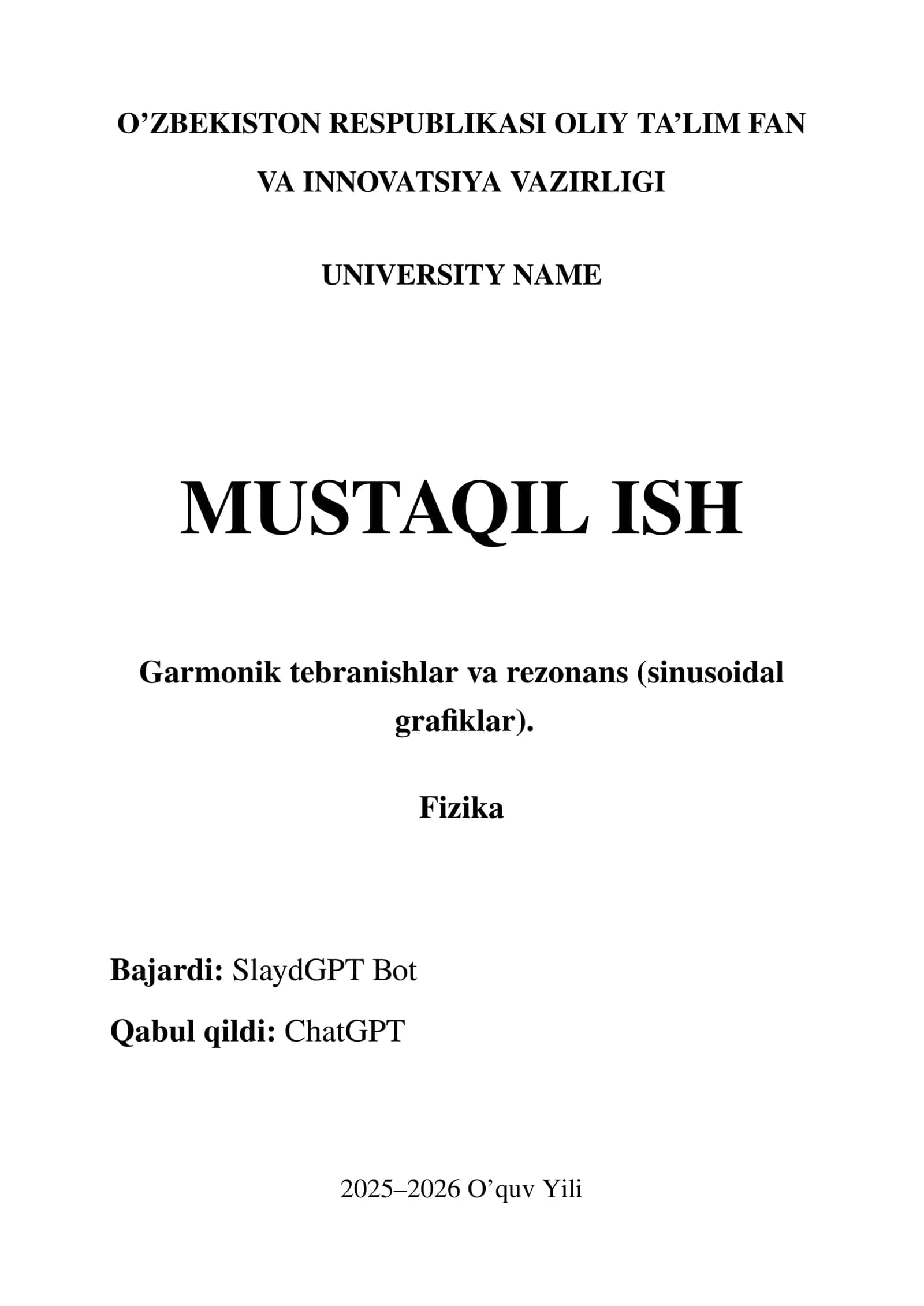 Garmonik tebranishlar va rezonans (sinusoidal grafiklar) 1