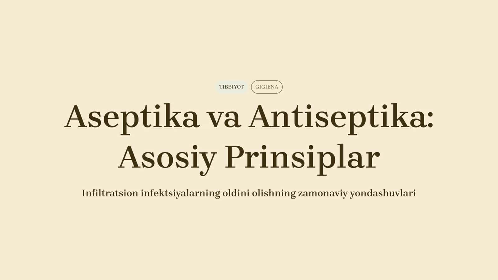 Aseptika va Antiseptika 1