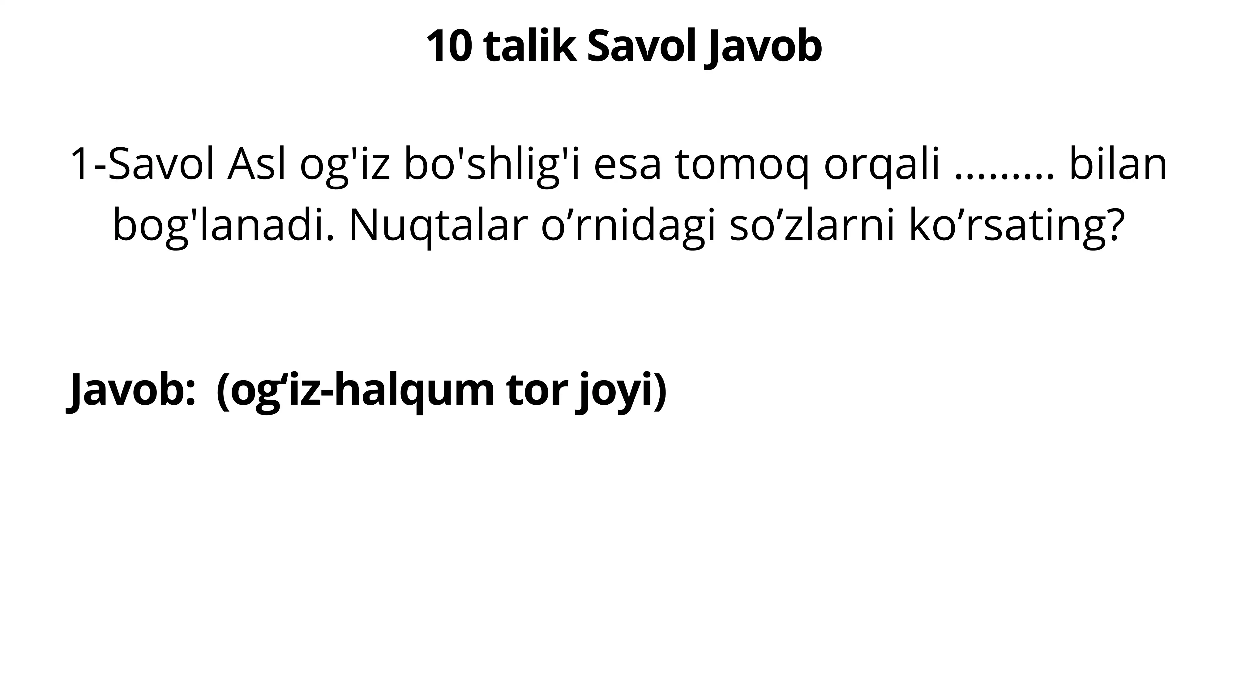 10 talik Savol Javob 1