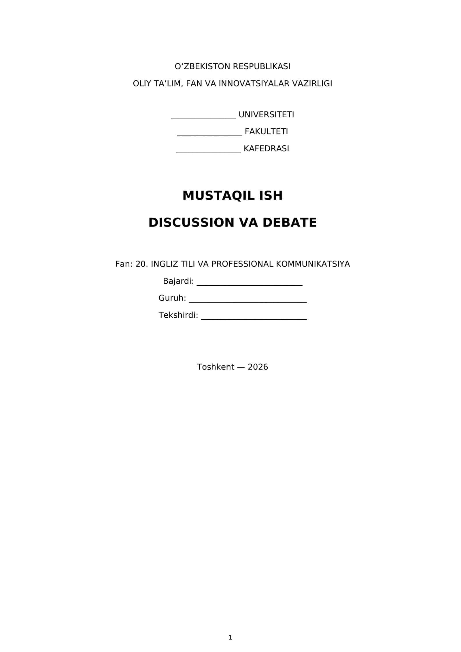 AMALIY ISH: INGLIZ TILI VA PROFESSIONAL KOMMUNIKATSIYA 1