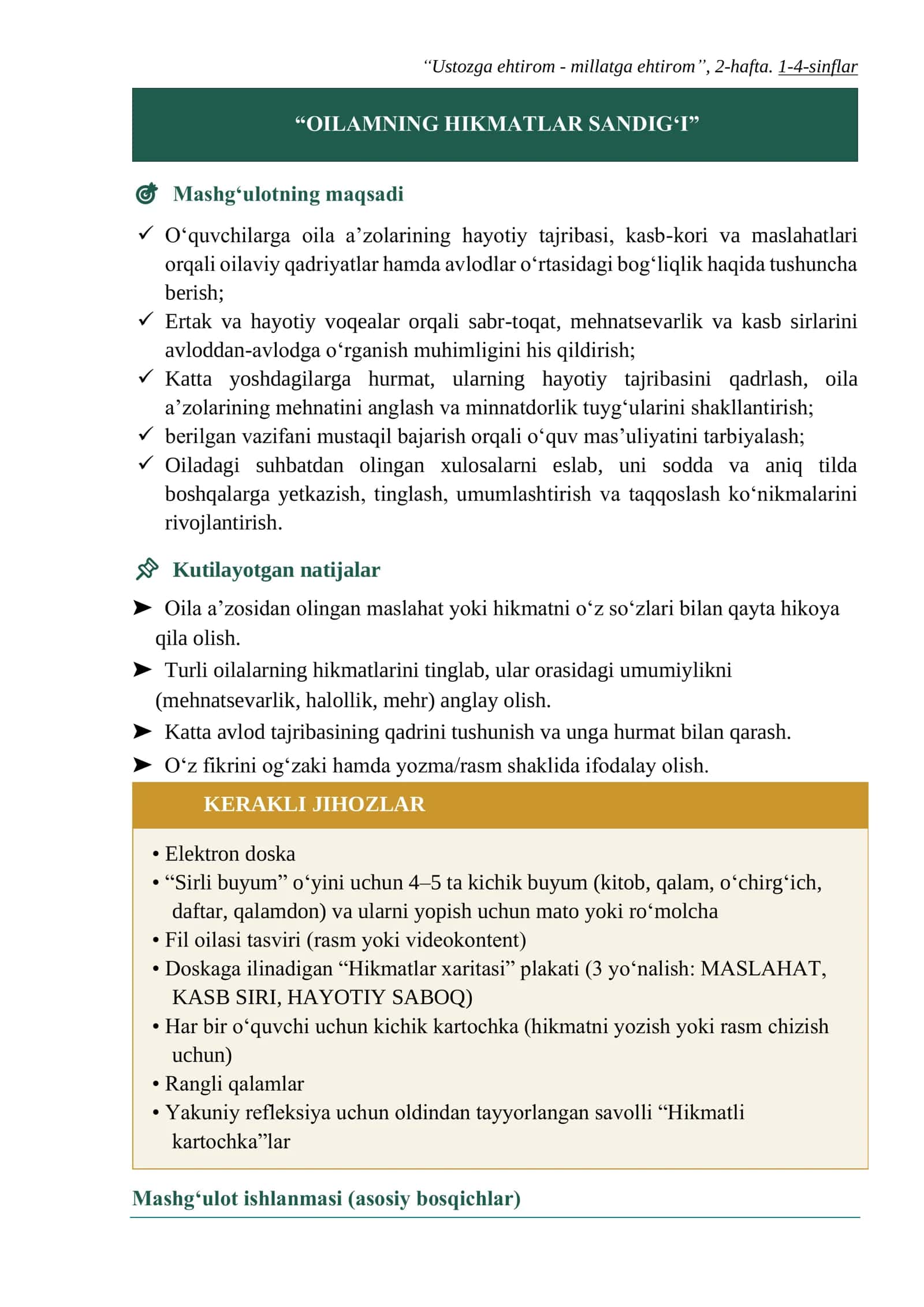OILAMNING HIKMATLAR SANDIGʻI 1