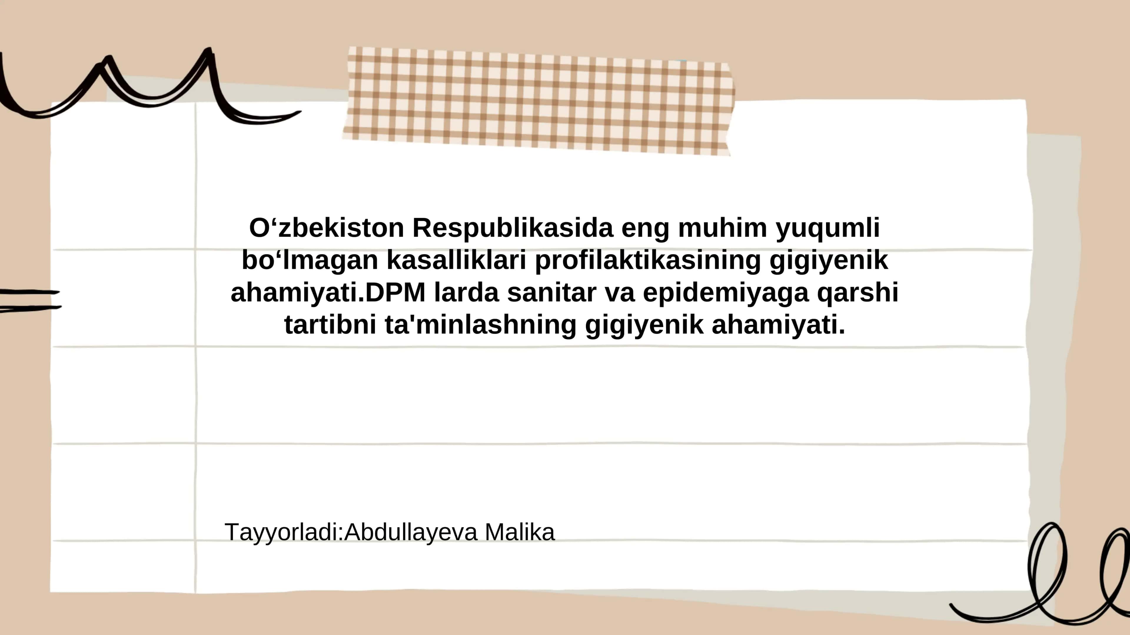 O‘zbekiston Respublikasida eng muhim yuqumli bo‘lmagan kasalliklari profilaktikasining gigiyenik aha 1