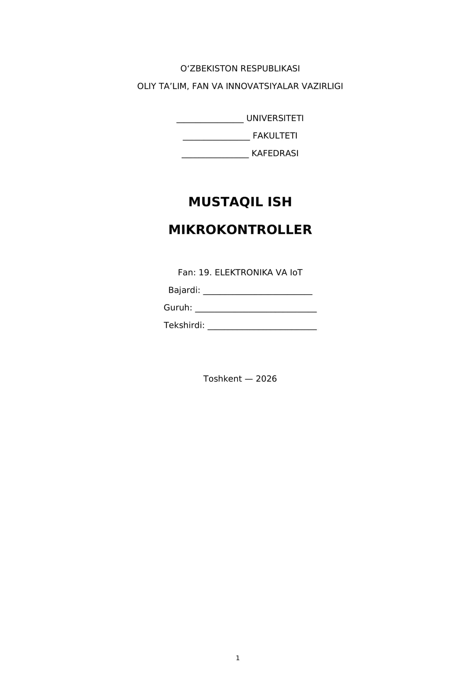 MUSTAQIL ISH MIKROKONTROLLER 1