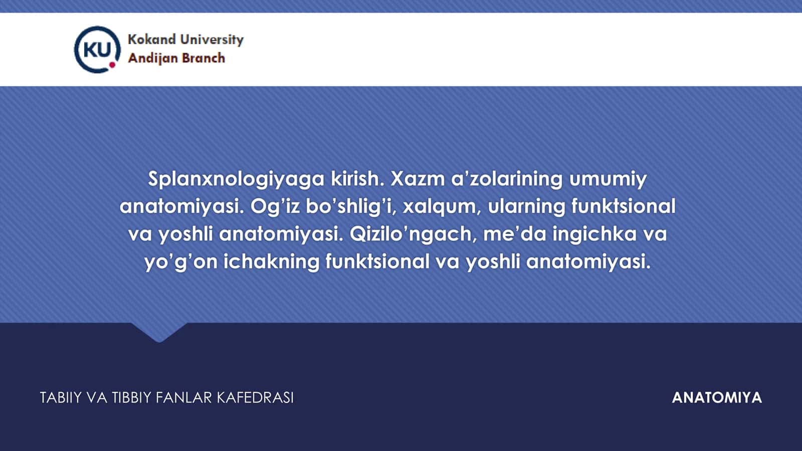 Darslik Splanxnologiya hazm qilish organlari anatomiyasi 1