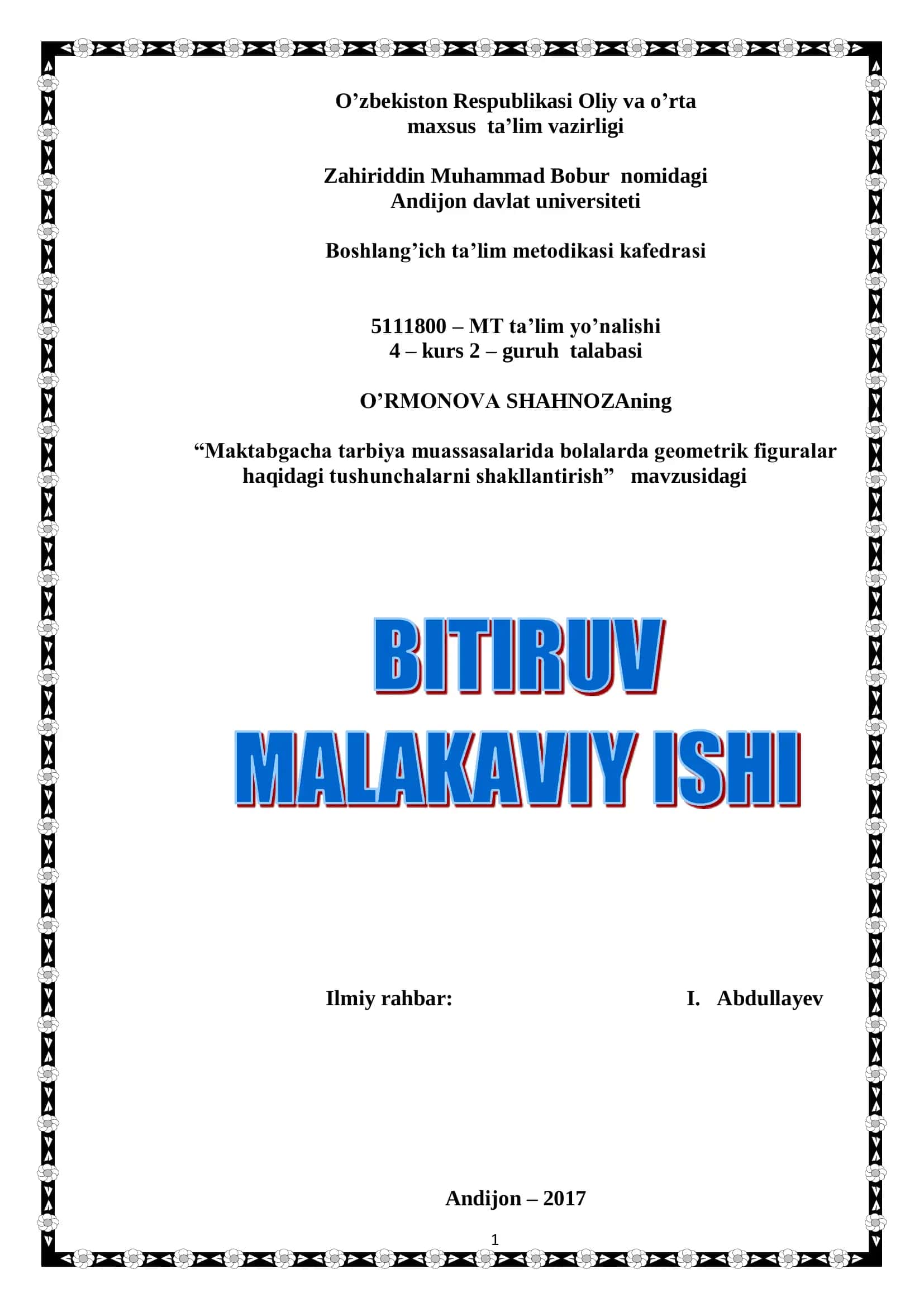 Maktabgacha tarbiya muassasalarida bolalarda geometrik figuralar haqidagi tushunchalarni shakllantirish 1