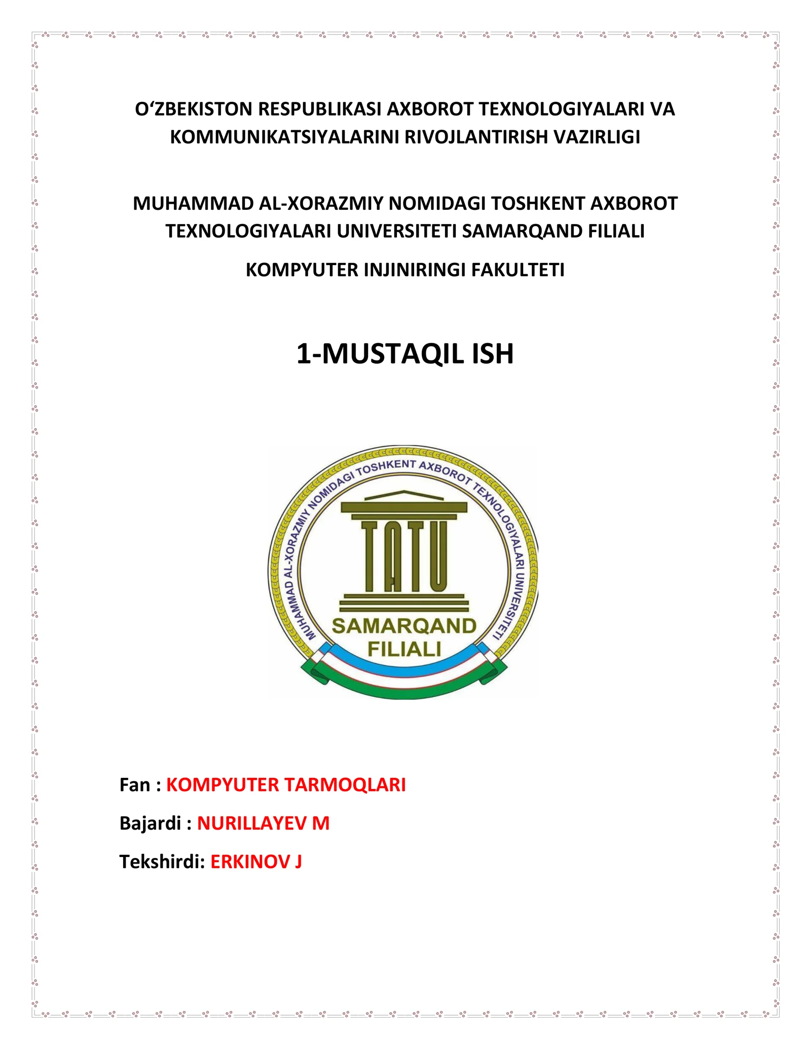 KOMPYUTER TARMOQLARI 1